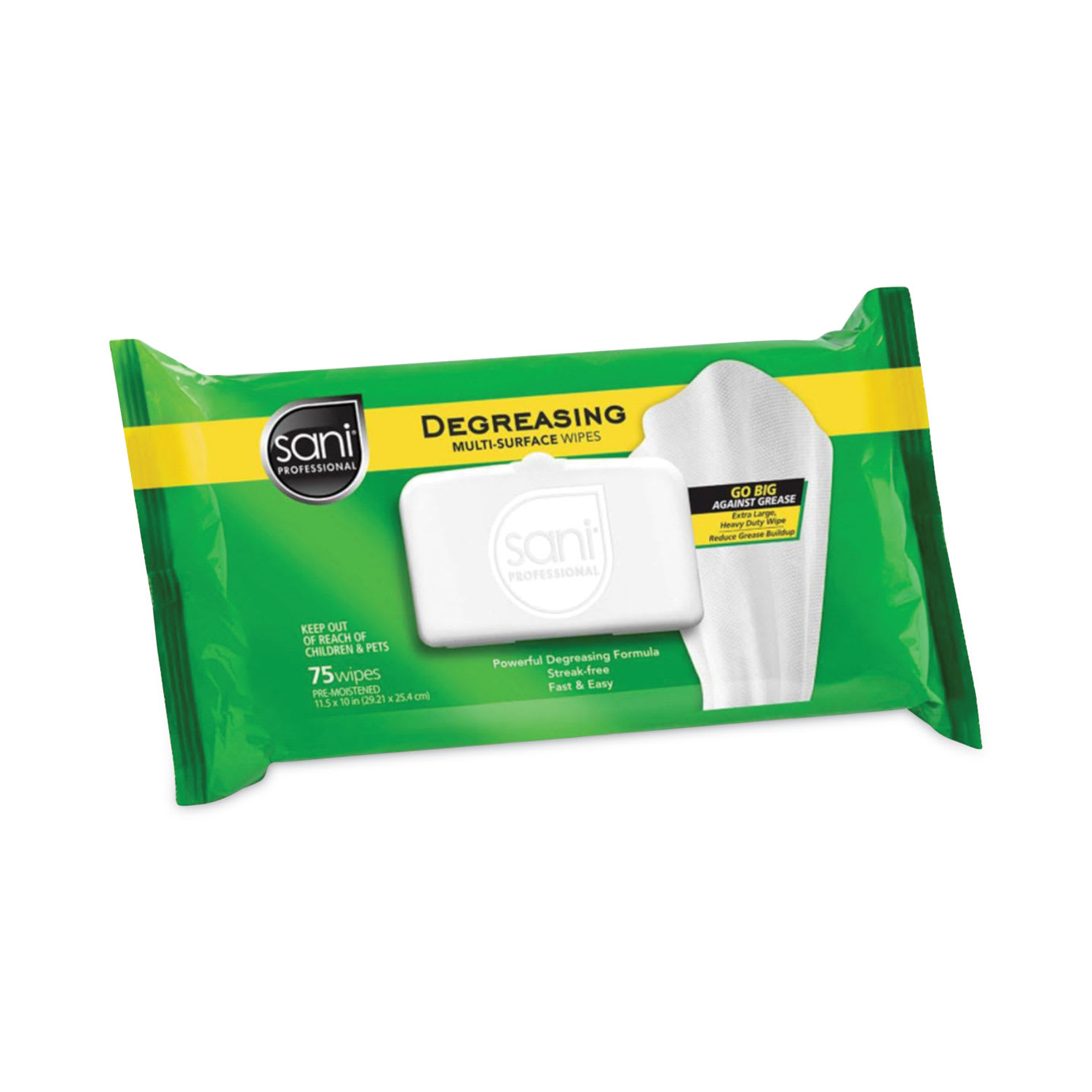 Sani Professional Degreasing Multi-Surface Wipes, 1-Ply, 11.5 x 10, 75, Floral Scent, White, Wipes/Pack, 9 Packs/Carton - Image 3