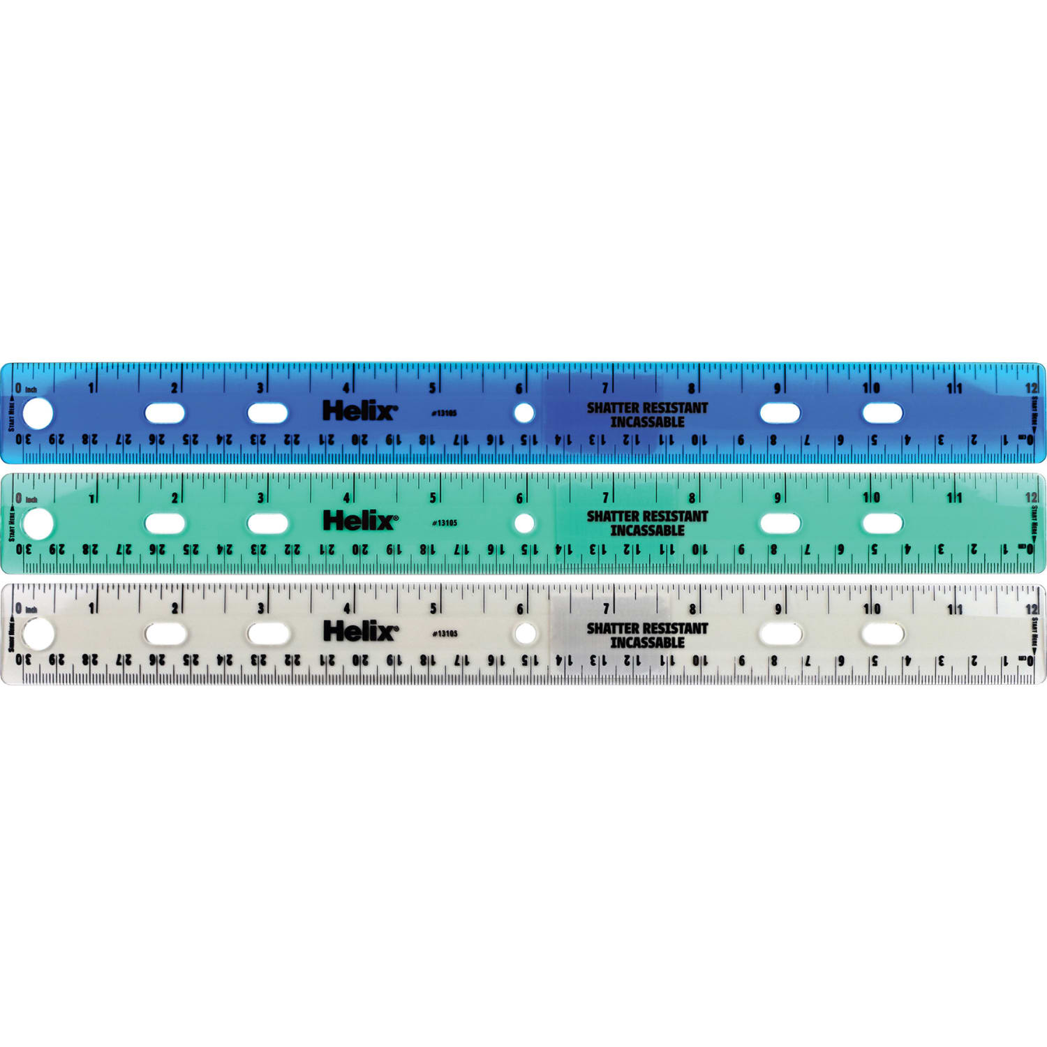 Helix Shatter Resistant Ringbinder Ruler 12in / 30cm, Pack Of 25 - Image 3