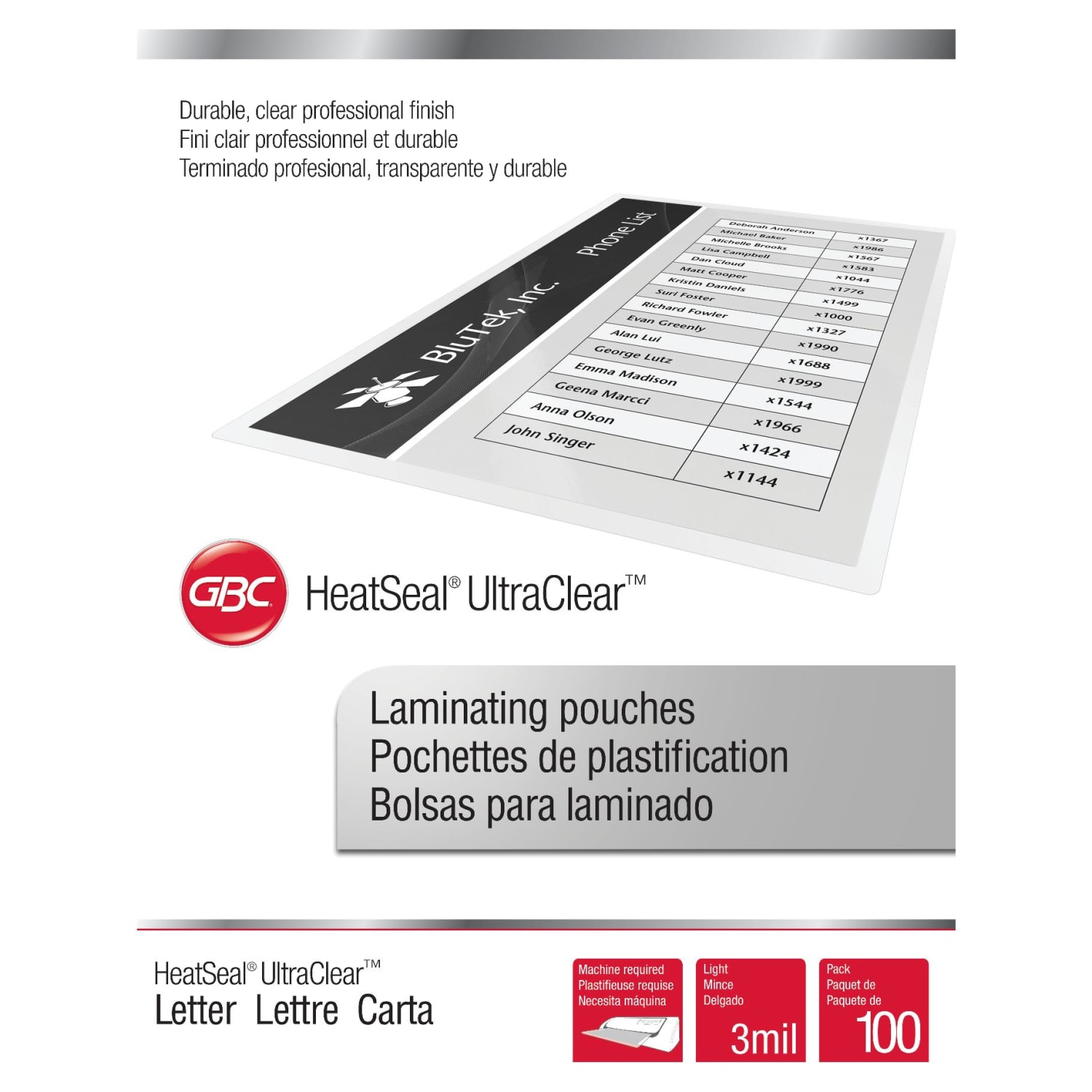 GBC HeatSeal UltraClear Thermal Laminating Pouches, 3 mil - Image 3