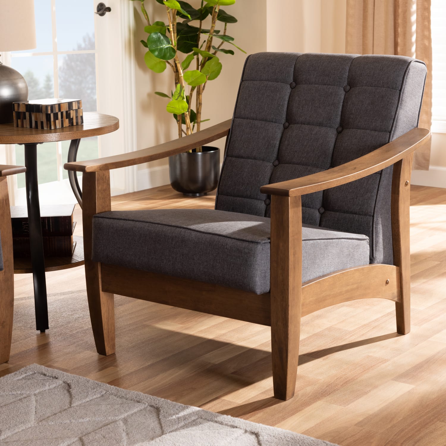 Baxton Studio 9162 Larsen Lounge Chair, Gray - Image 6