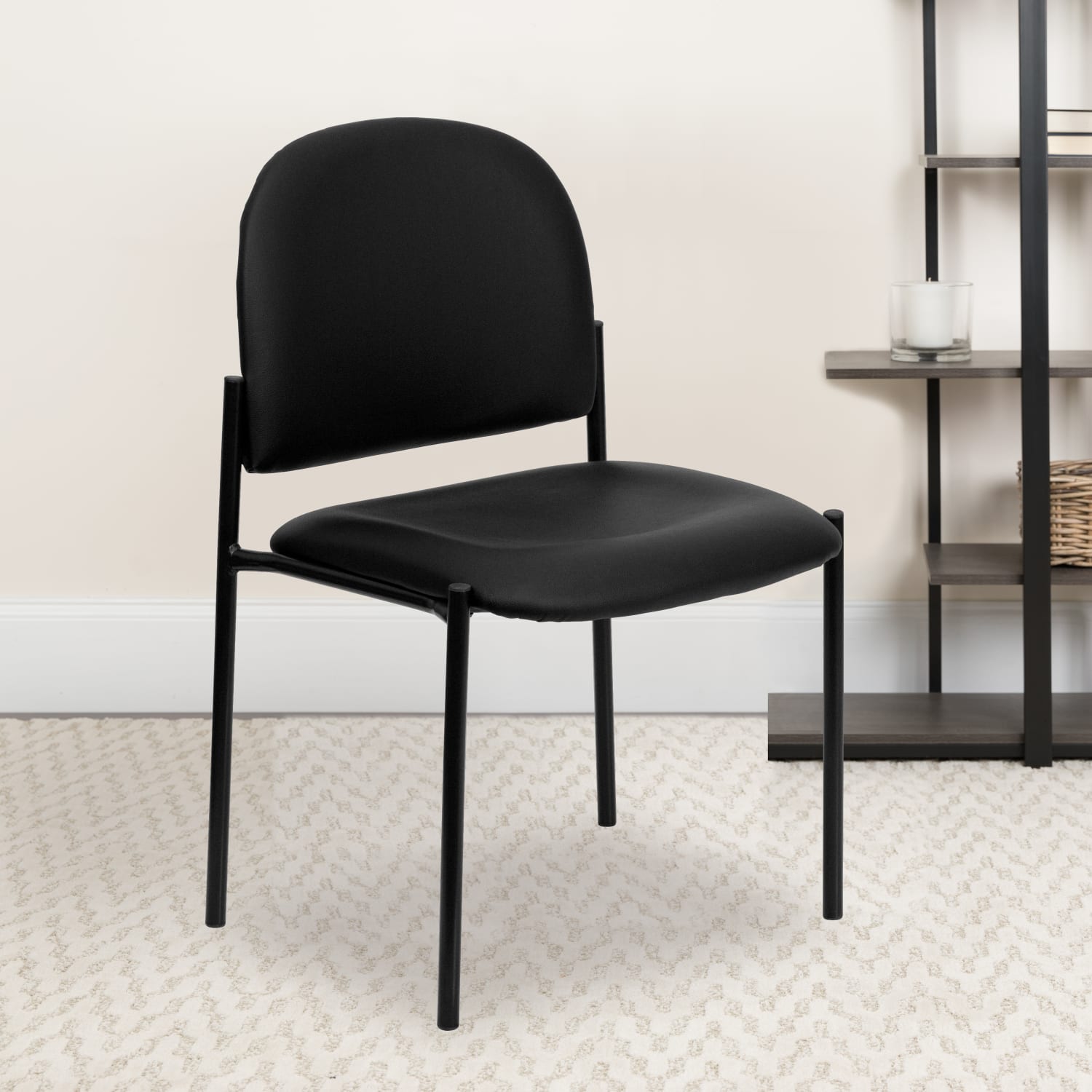 Flash Furniture Vinyl Comfortable Stackable Steel Side Chair Black PopularChairscom