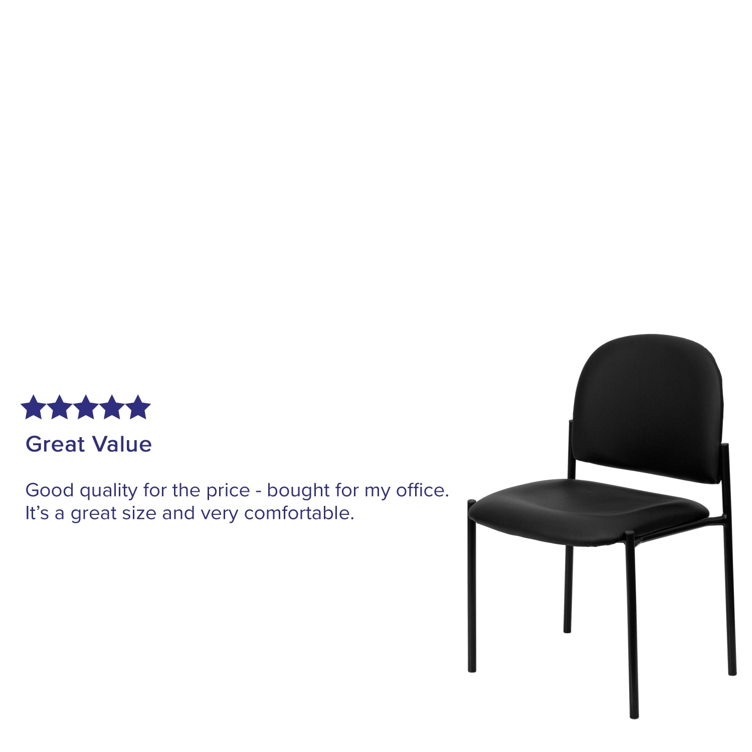 Flash Furniture Vinyl Comfortable Stackable Steel Side Chair Black PopularChairscom