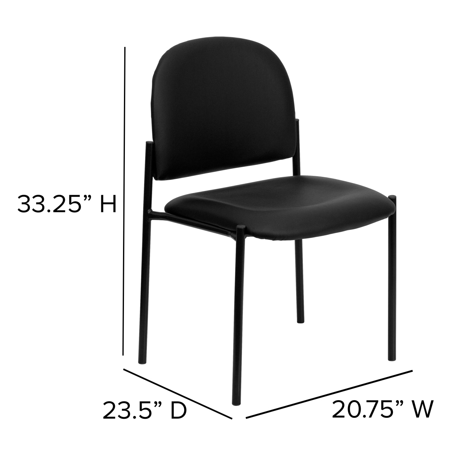 Flash Furniture Vinyl Comfortable Stackable Steel Side Chair Black PopularChairscom