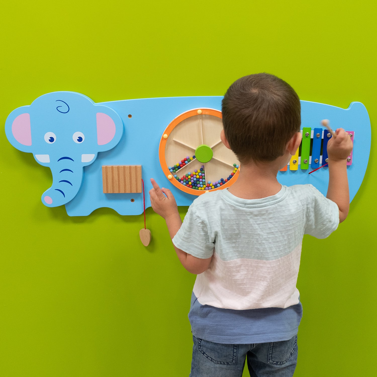 Learning Advantage Activity Wall Panel, Toddler Activity Center, 36inL x 12.75inH x 1.63inD, Elephant - Image 5