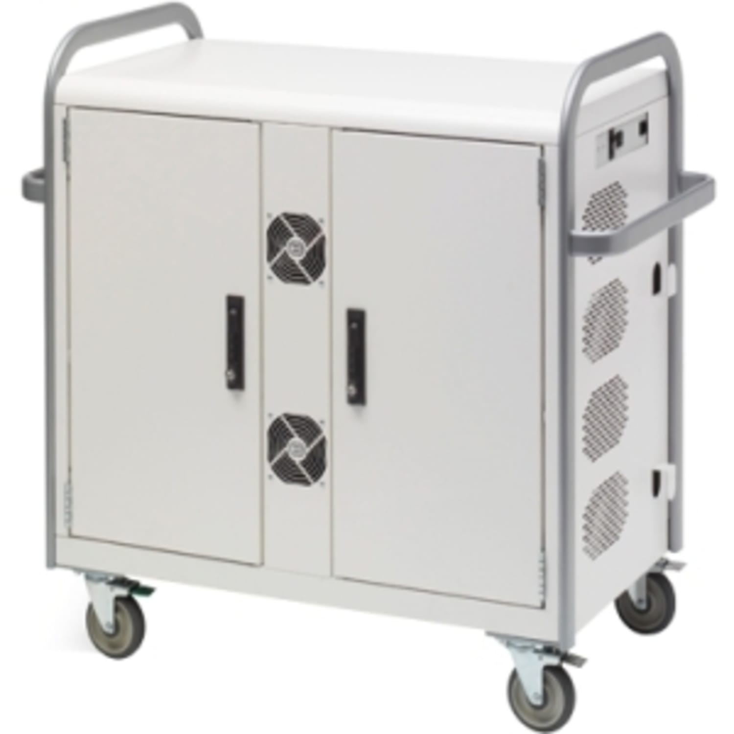 Bretford 32-Unit Network Ready Laptop Cart - 2 Shelf - 4 Casters - 5in Caster Size - Steel - 48inx 25in Depth x 43in - Concrete, Aluminum - - Image 3