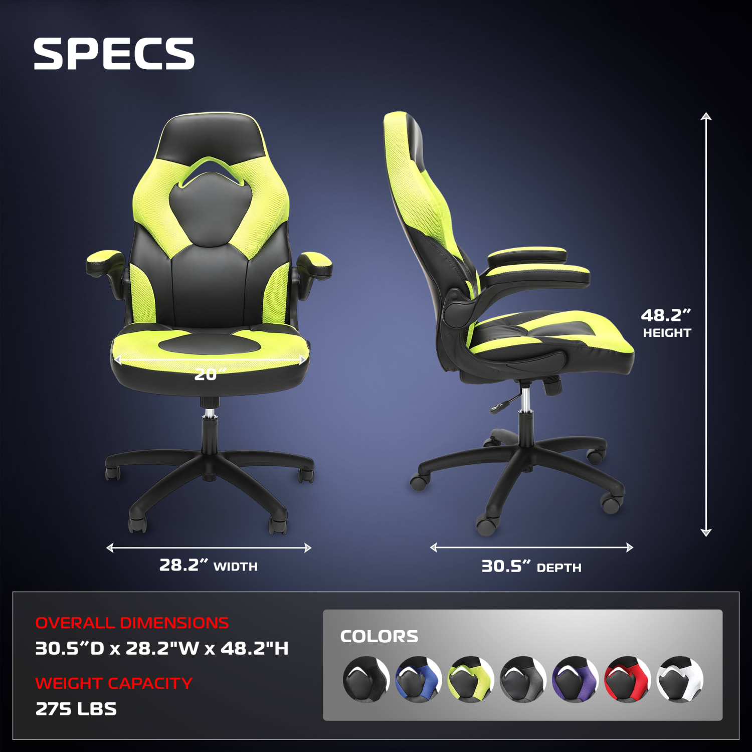 RESPAWN 3085 Gaming Chair, With Integrated Headrest, Green, RSP3085GRN - Image 3