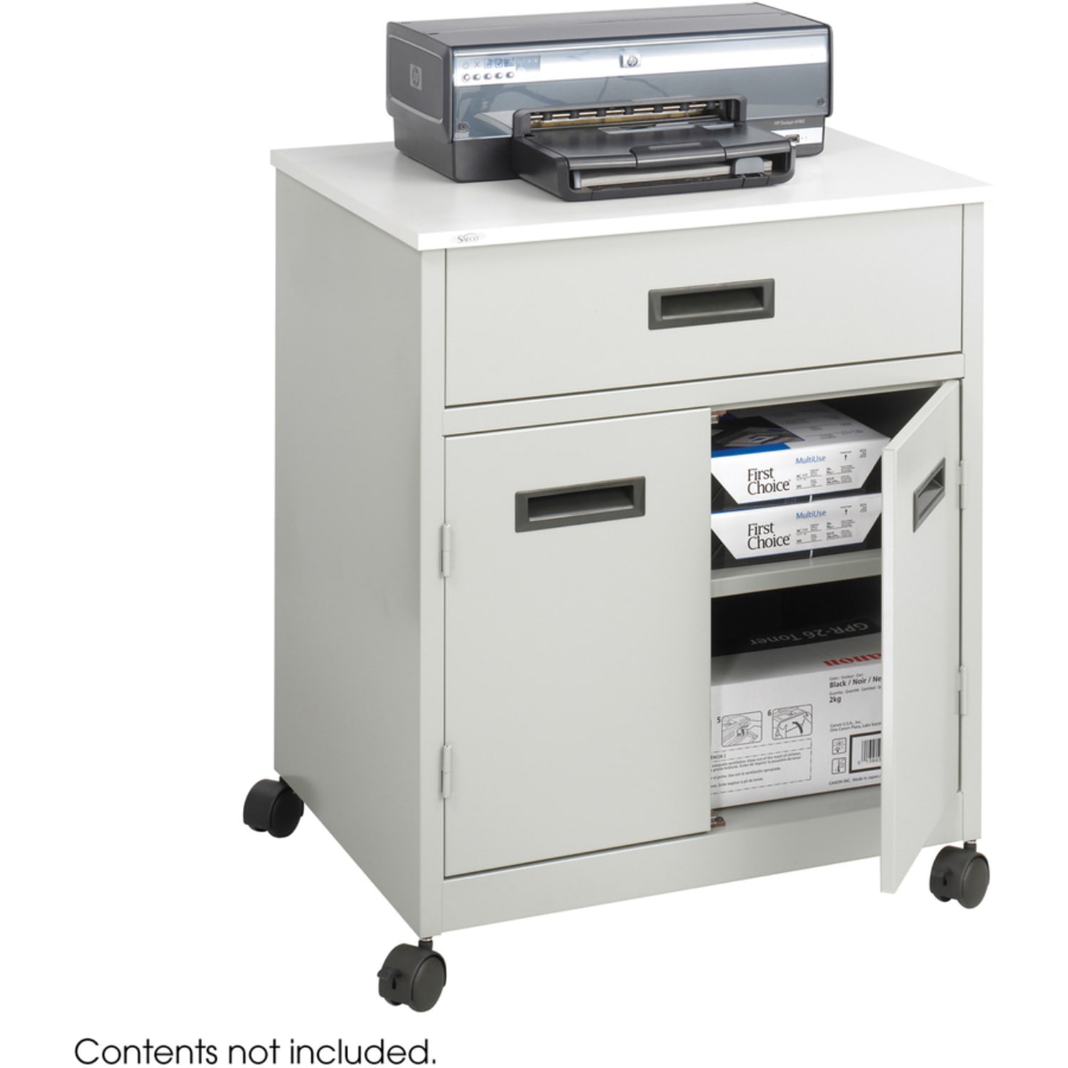 Safco Enclosed Steel Machine Stand With Drawer, 29 3/4inH x 25inW x 20inD, Gray - Image 5