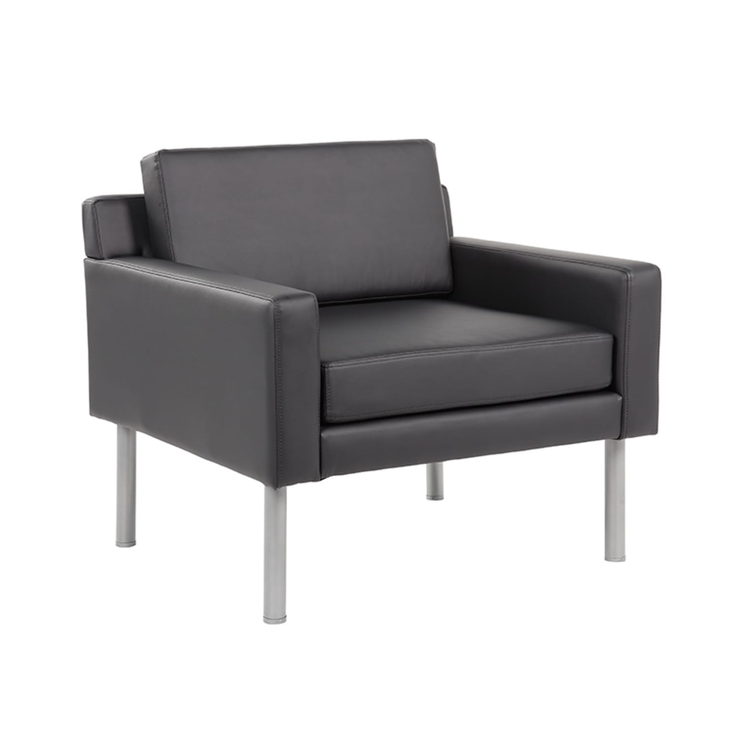 Boss Office Products Antimicrobial Vinyl Lounge Guest Chair, Black