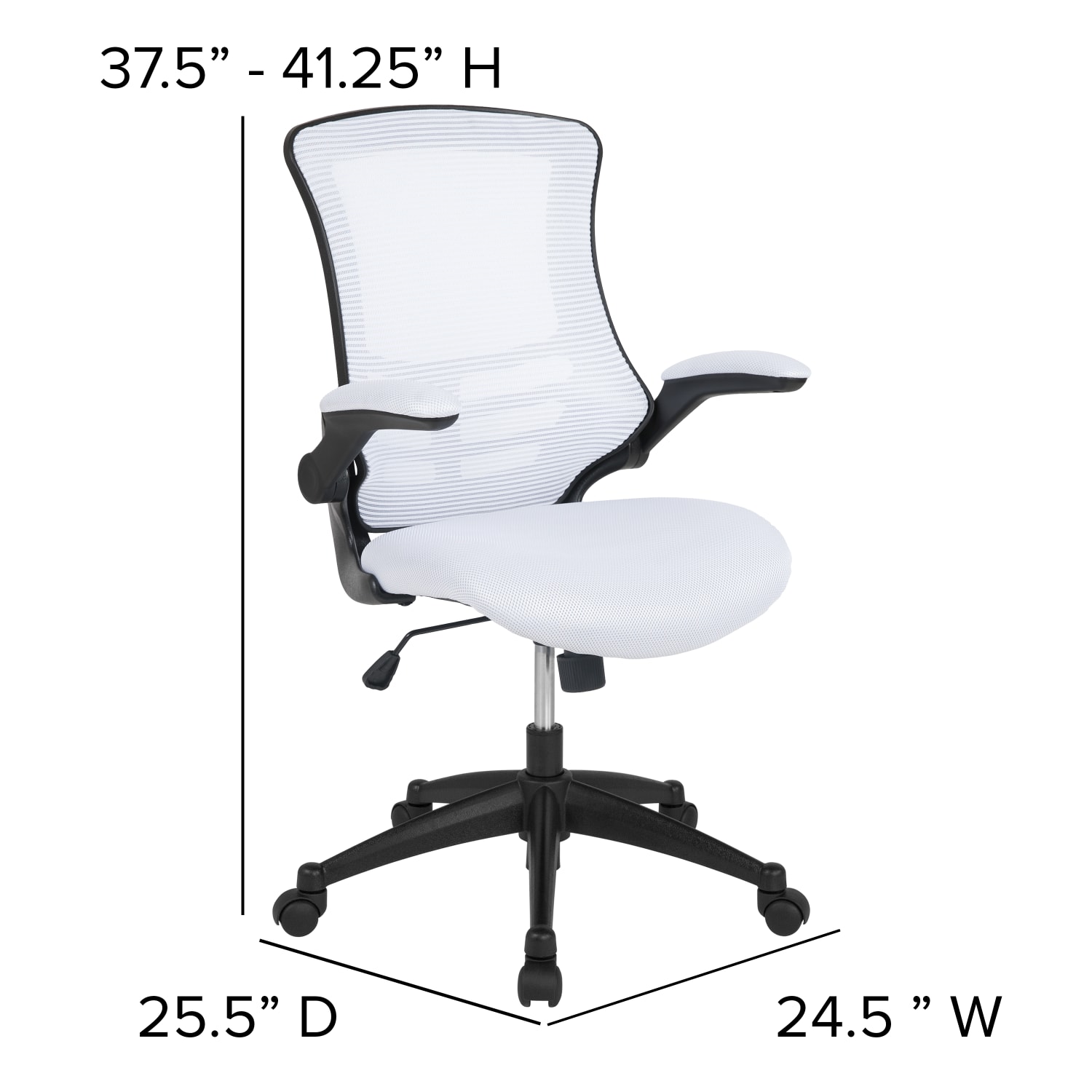 Flash Furniture Mesh Mid Back Swivel Task Chair With Flip Up Arms WhiteBlack PopularChairscom