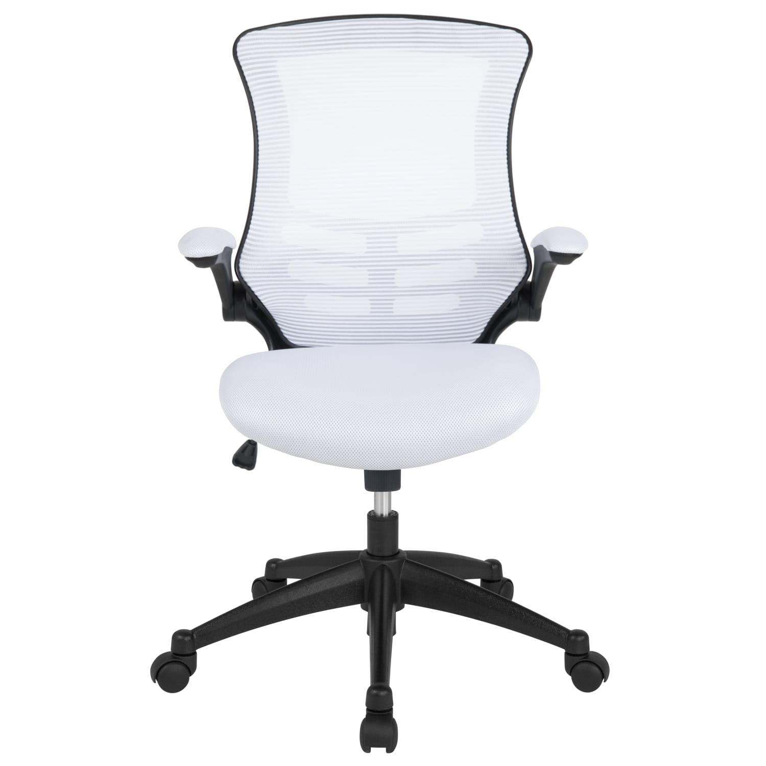 Flash Furniture Mesh MidBack Swivel Task Chair With FlipUp Arms WhiteBlack PopularChairscom Flash Furniture Mesh Mid Back Swivel Task Chair With Flip Up Arms WhiteBlack PopularChairscom