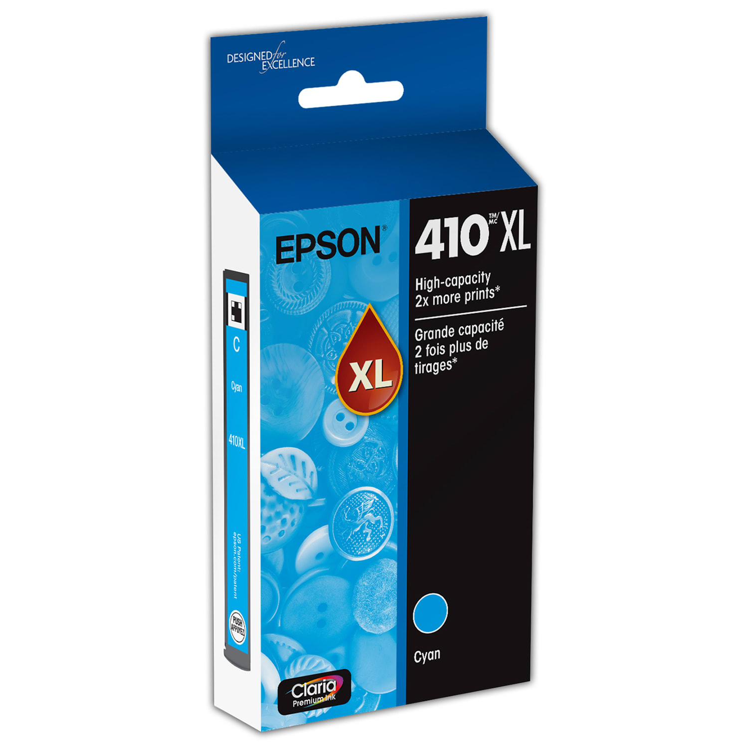 Epson 410XL Claria Premium Cyan High-Yield Ink Cartridge, T410XL220-S