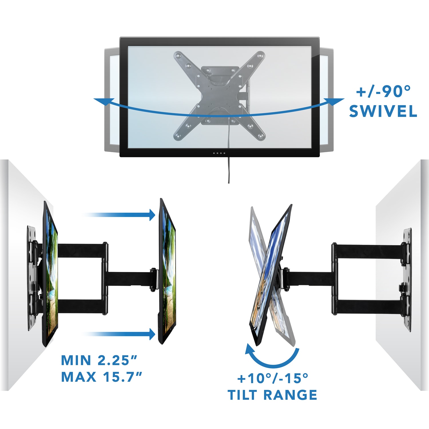 Mount-It! MI-430 Lockable RV TV Wall Mount, Black - Image 6