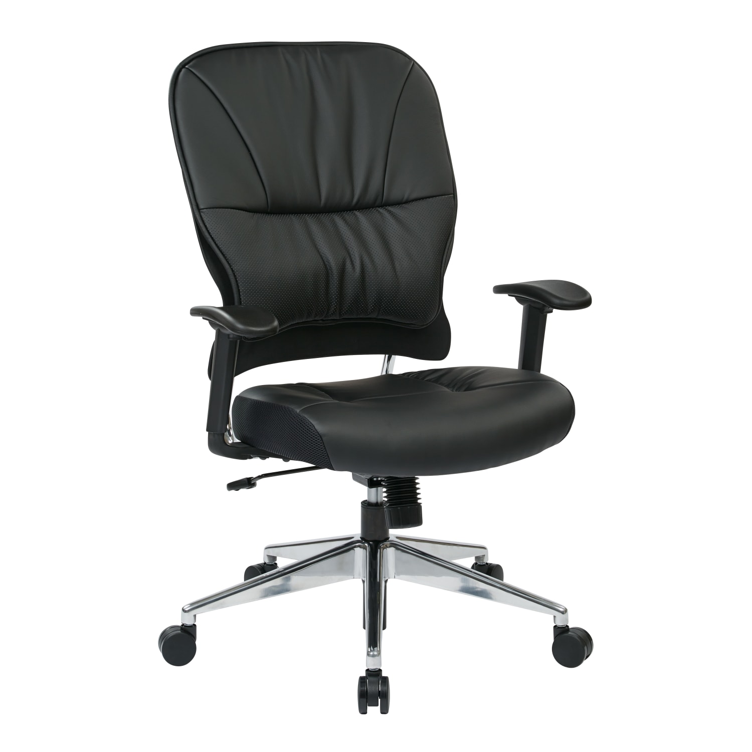 Office Star Space Seating 32 Series Ergonomic Eco Leather Mid-Back Managers Chair, Black
