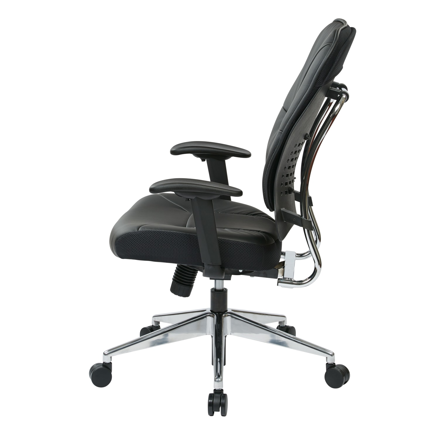 Office Star Space Seating 32 Series Ergonomic Eco Leather Mid Back Managers Chair Black PopularChairscom