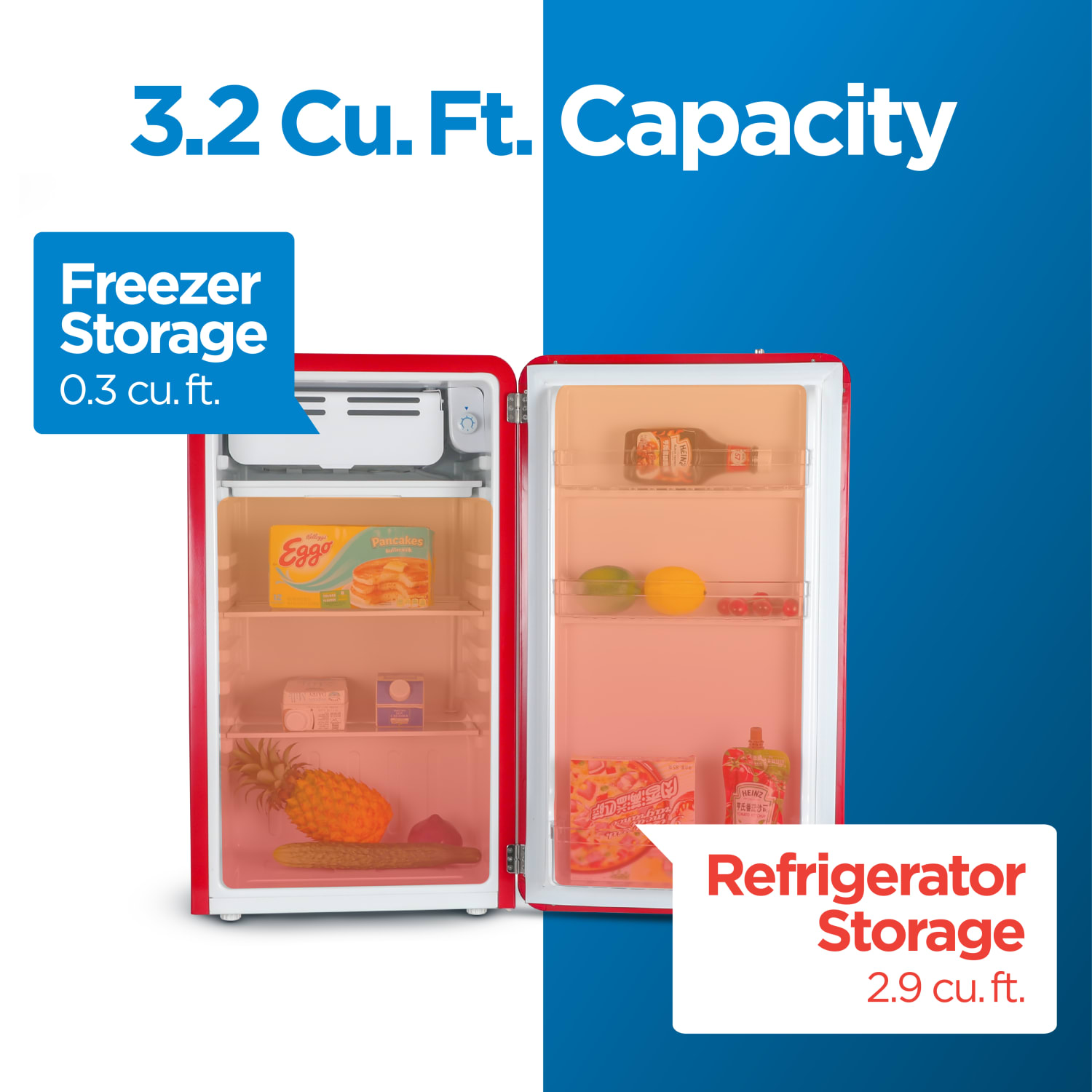 Commercial Cool Retro 3.2 Cu. Ft. Refrigerator With Freezer, White - Image 3