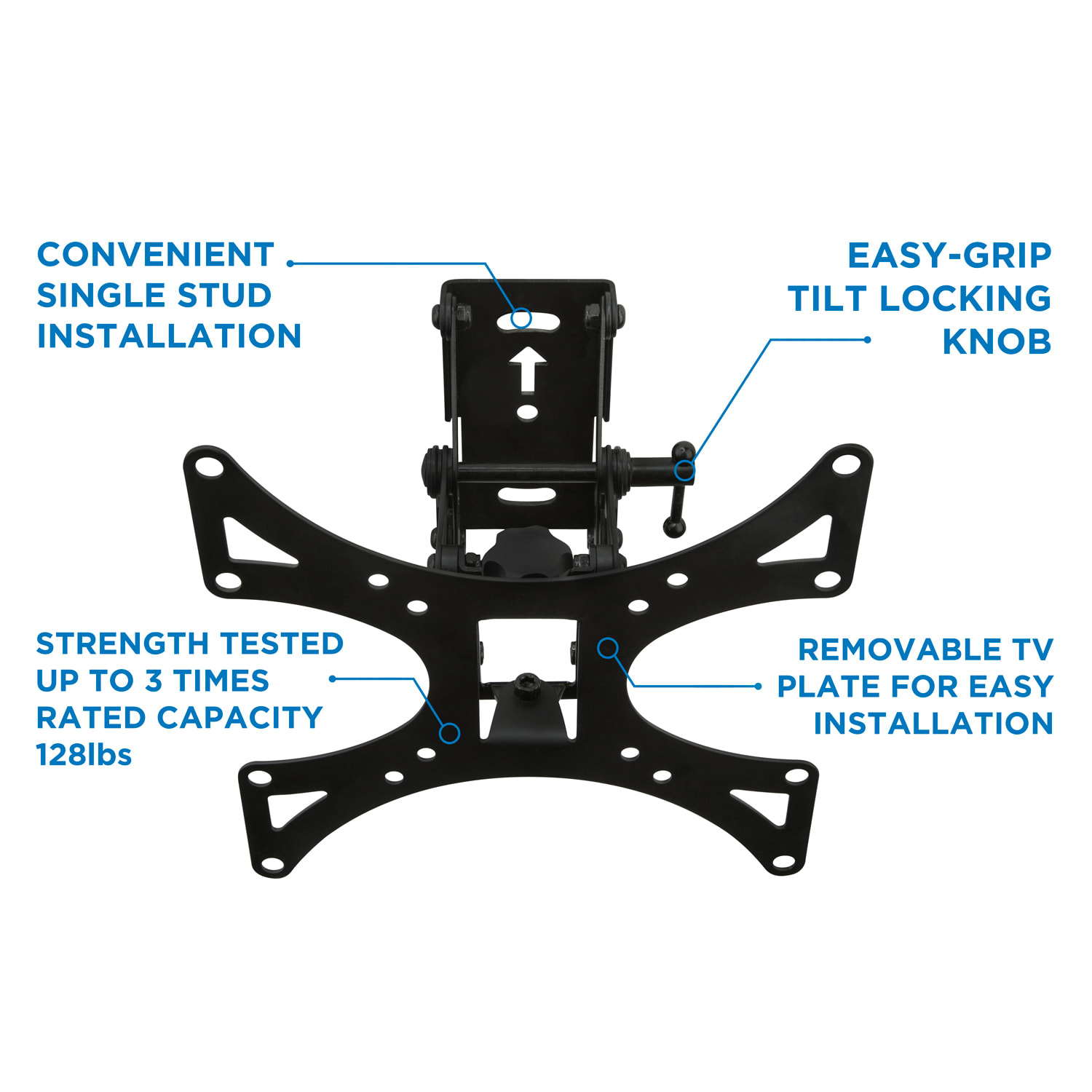 Mount-It! MI-4601 Single-Stud Monitor Wall Mount, 9.5 "H x 9.1inW x 3.7inD, Black - Image 3