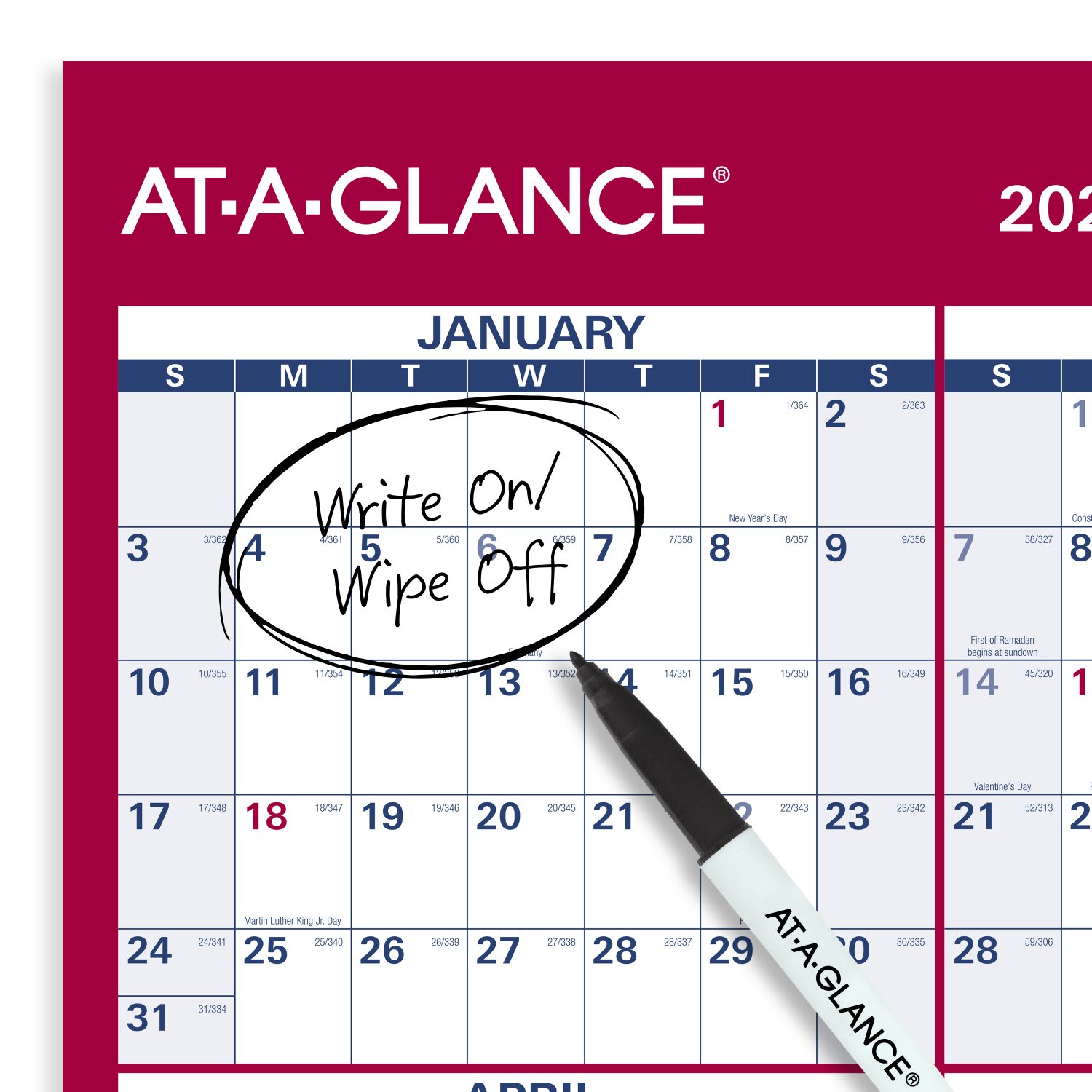 AT-A-GLANCE 2027 Vertical Horizontal Reversible Erasable Yearly Wall Calendar, Small, 12in x 16in - Image 6