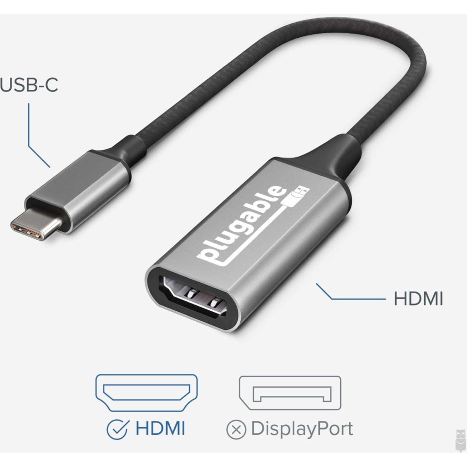 Plugable USB C to HDMI adapter, HDMI 2.0, USB4 / Thunderbolt Adapter for 4K Monitor up to 4K 60Hz - Phone 15+, iPad Pro, Macbook Pro, Dell XPS, Surface Laptop, Lenovo Flex 5, HP Elite Folio - Driverless - Image 3