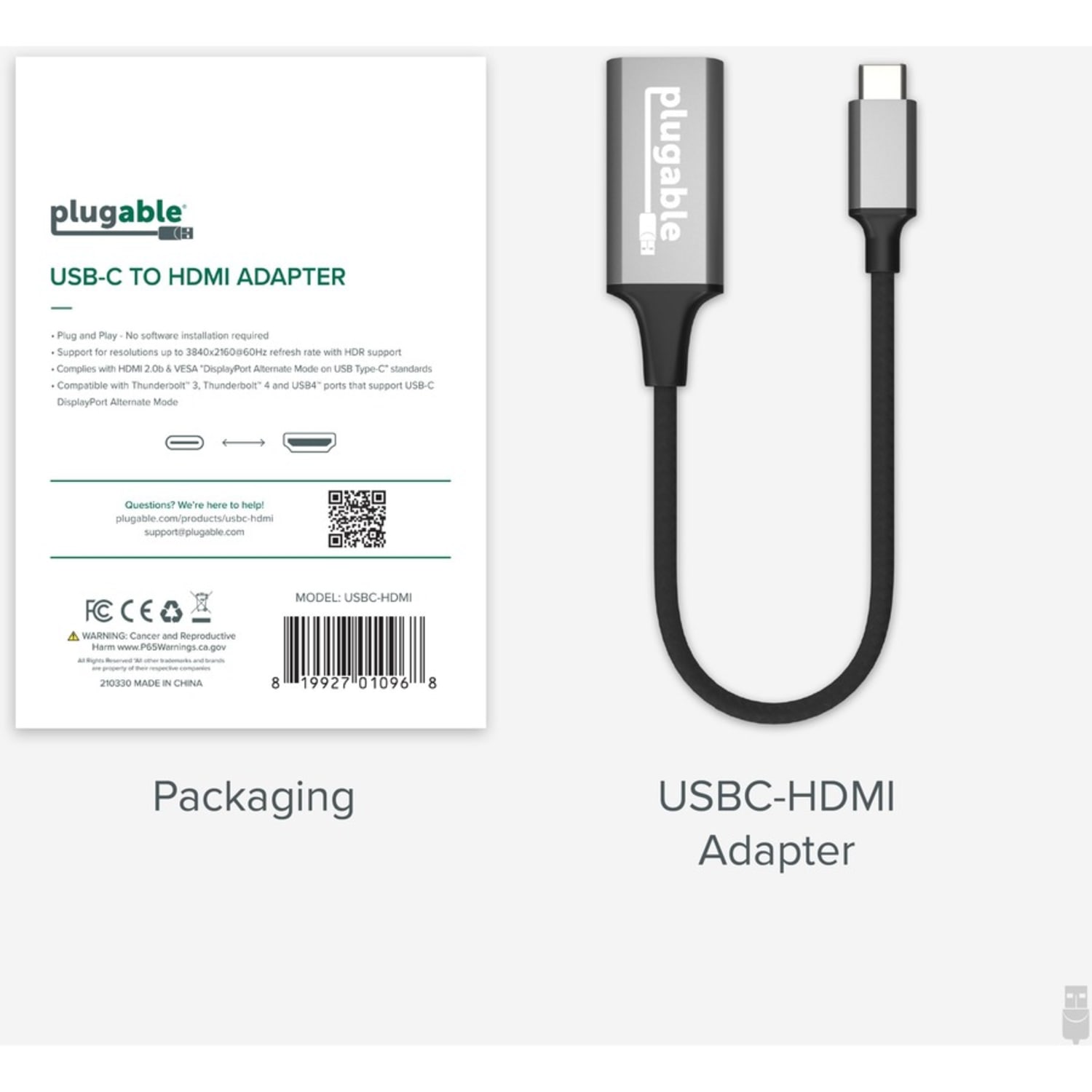 Plugable USB C to HDMI adapter, HDMI 2.0, USB4 / Thunderbolt Adapter for 4K Monitor up to 4K 60Hz - Phone 15+, iPad Pro, Macbook Pro, Dell XPS, Surface Laptop, Lenovo Flex 5, HP Elite Folio - Driverless - Image 6