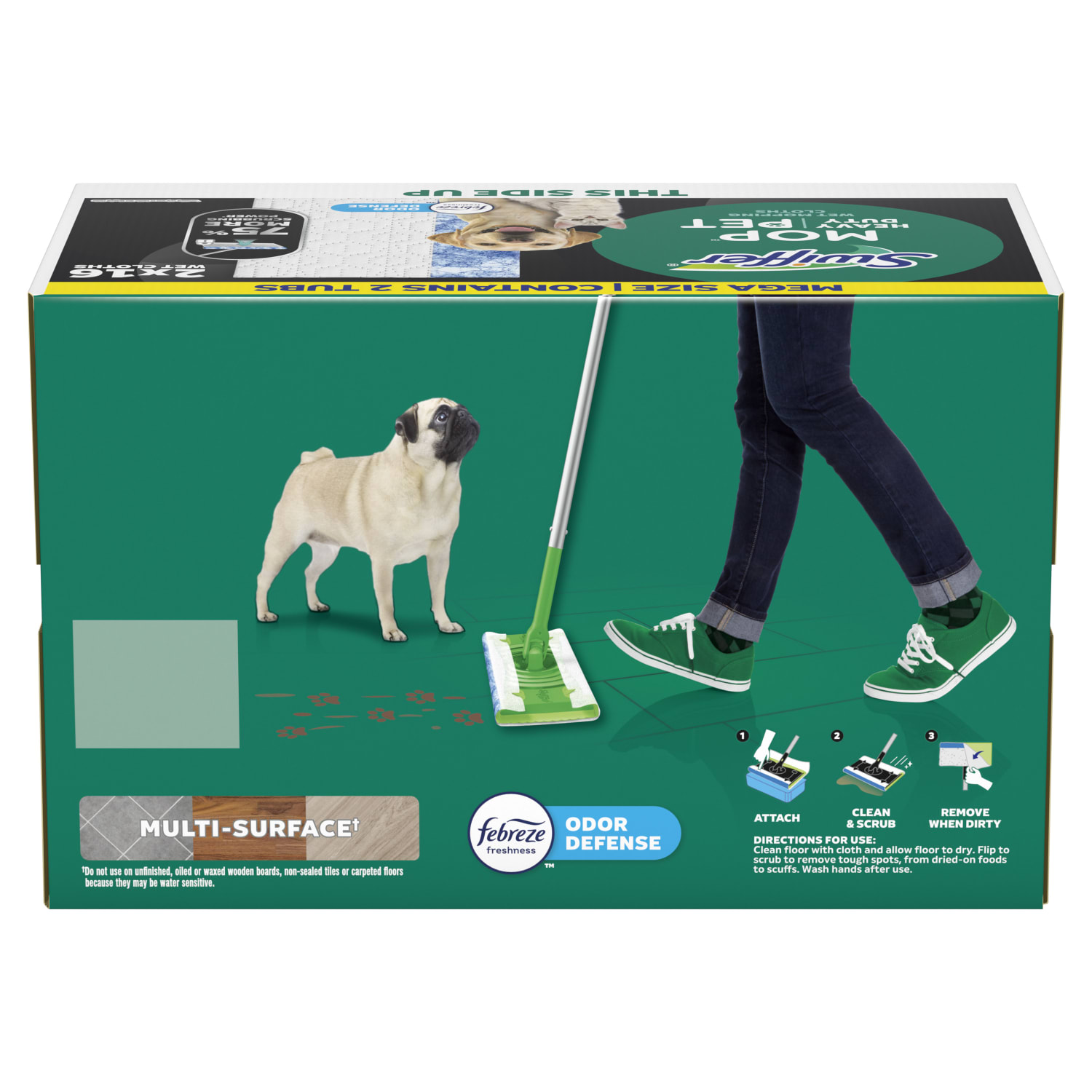 Swiffer Heavy Duty Mop Wet Multi-Surface Cloth Refills, Pack Of 32 Mop Cloths - Image 6