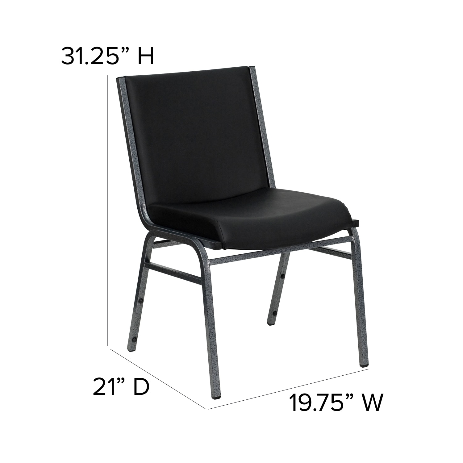 Flash Furniture HERCULES Series Heavy-Duty Stack Chair, Black/Silver Vein - Image 6