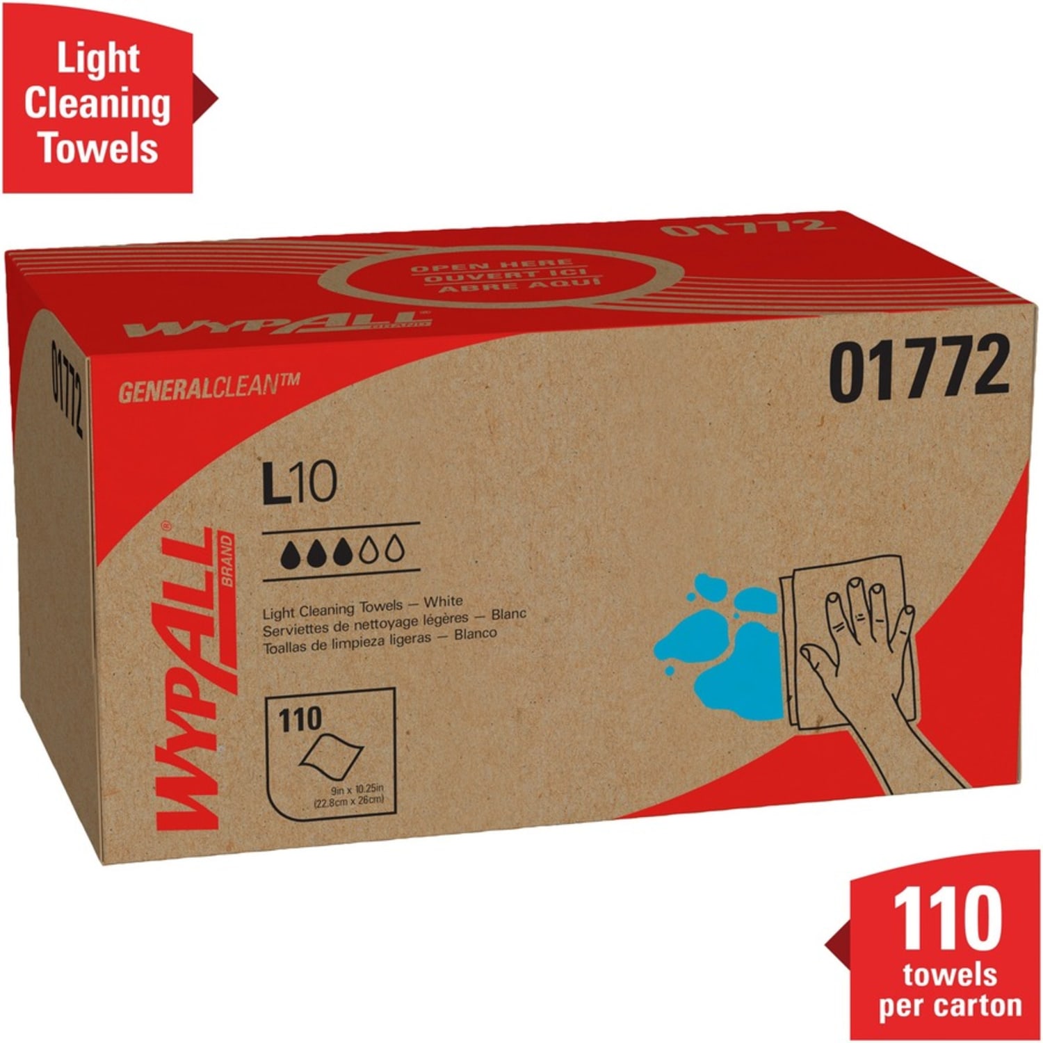 WypAll L10 - Cleaning wipes - HYDROKNIT - 110 sheets - white - pack of 18 - Image 4