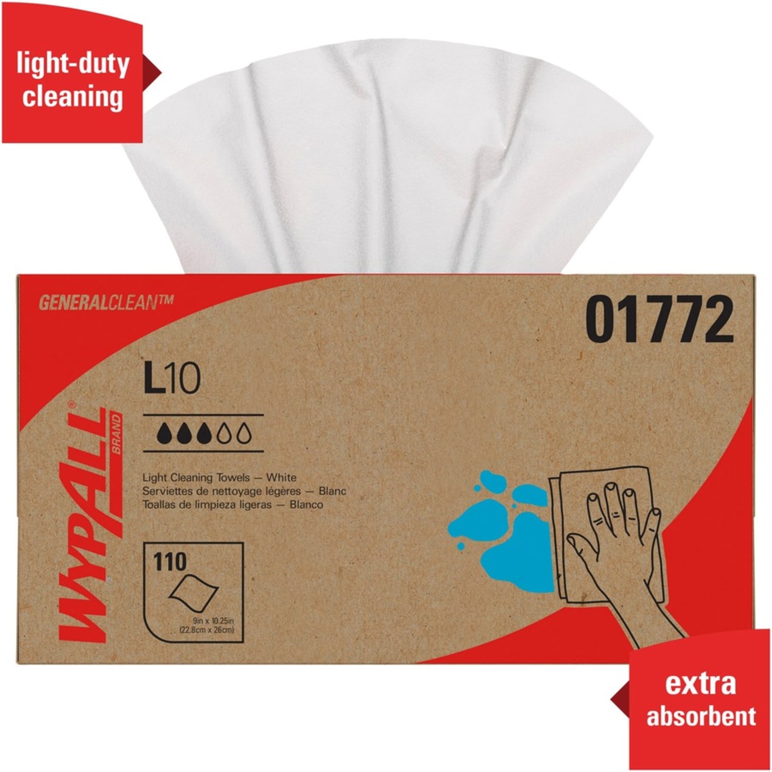WypAll L10 - Cleaning wipes - HYDROKNIT - 110 sheets - white - pack of 18 - Image 5