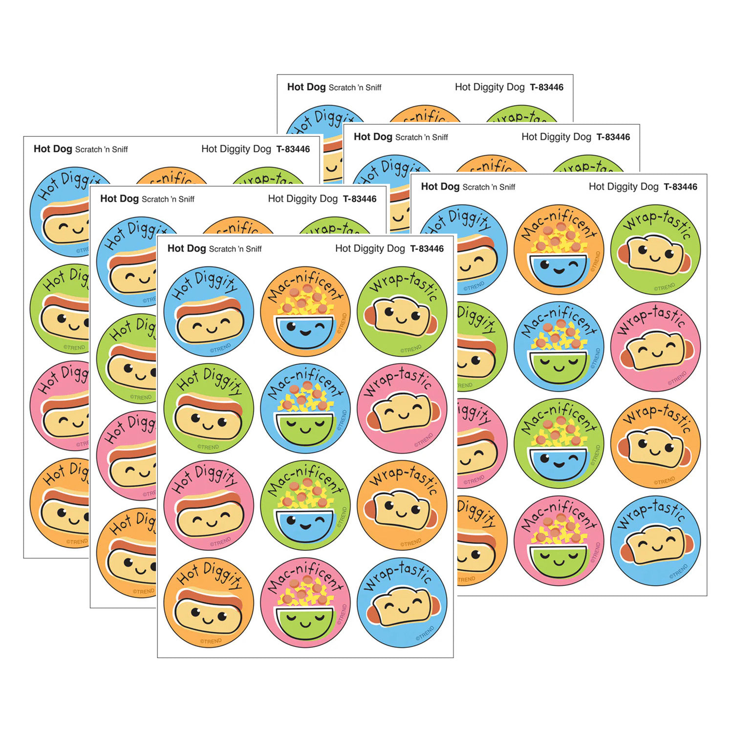 TREND Stinky Stickers, Hot Diggity Dog, Hot Dog scent, 48 Per Pack, Set Of 6 Packs