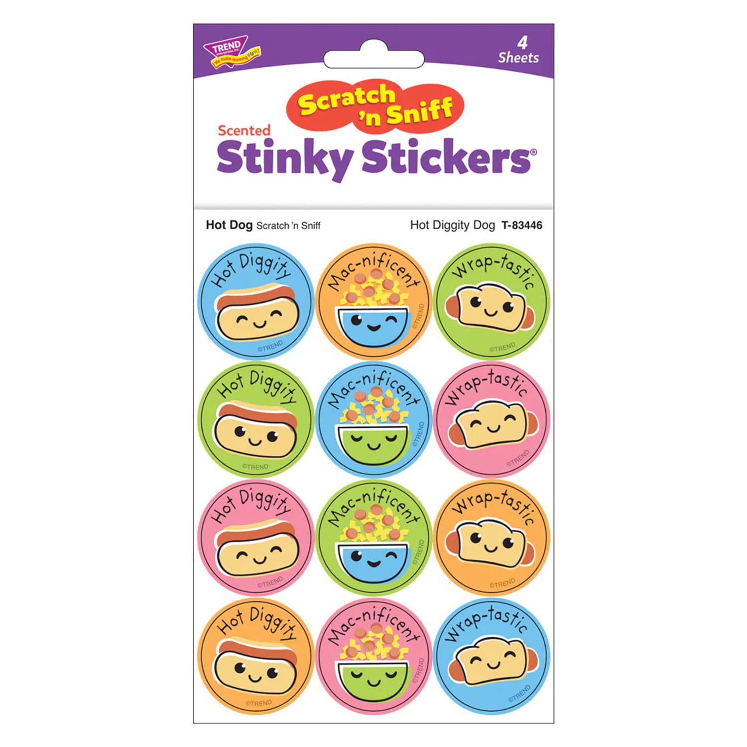 TREND Stinky Stickers, Hot Diggity Dog, Hot Dog scent, 48 Per Pack, Set Of 6 Packs - Image 4
