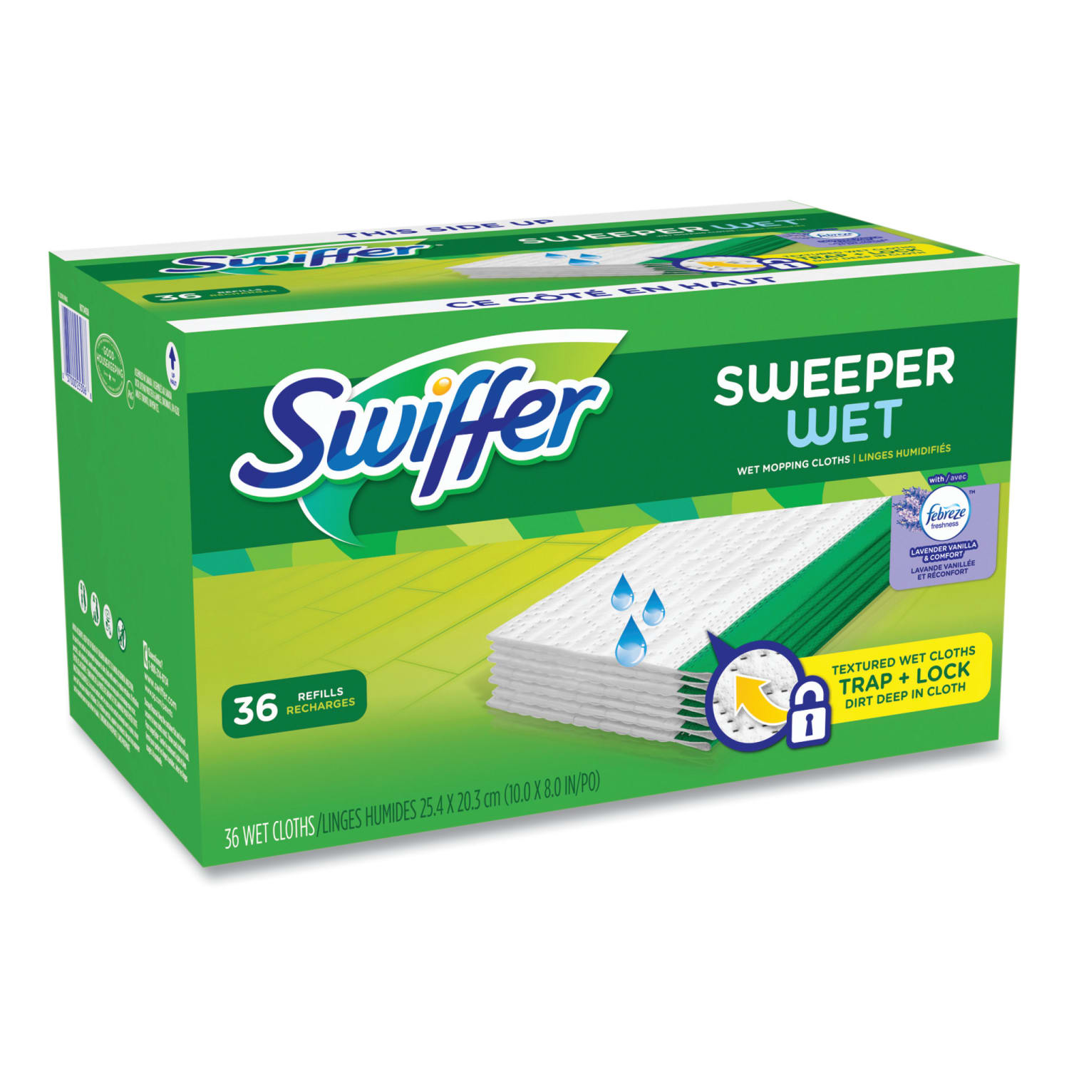 Swiffer Wet Refill Cloths, 10in x 8in, Lavender Vanilla And Comfort, White, Carton Of 36 Cloths - Image 4