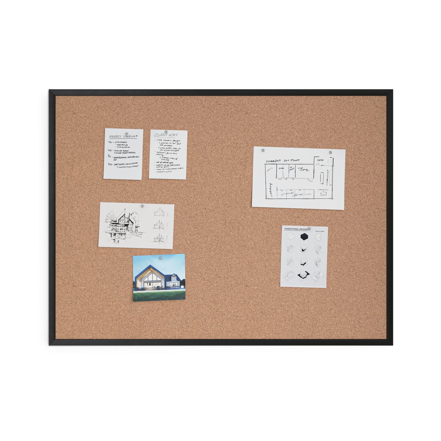 U Brands Cork Bulletin Board, 48in X 36in, Black Aluminum Frame, Actual Size 47in X 35in (050U00-01) - Image 5