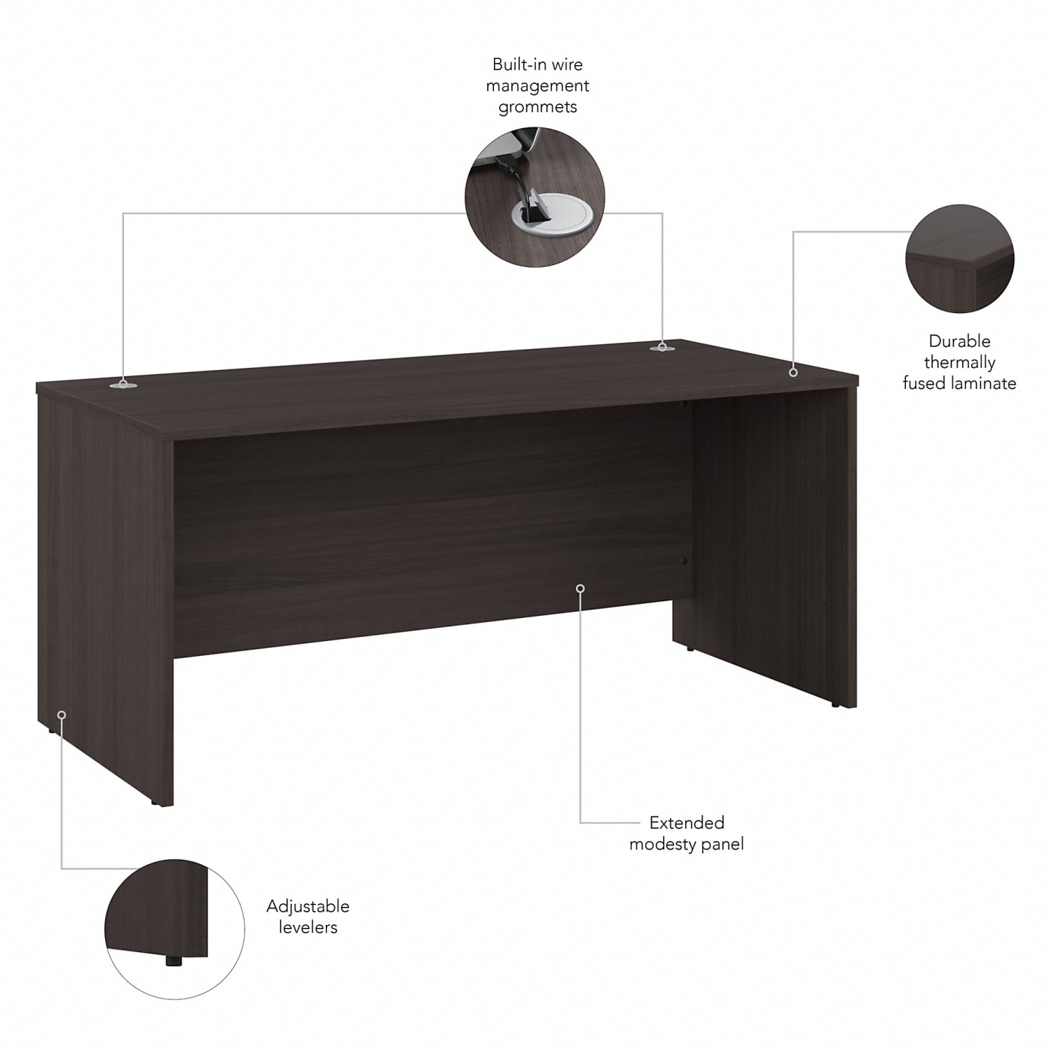 Bush Business Furniture Studio C 66inW Office Computer Desk, Storm Gray, Standard Delivery - Image 4