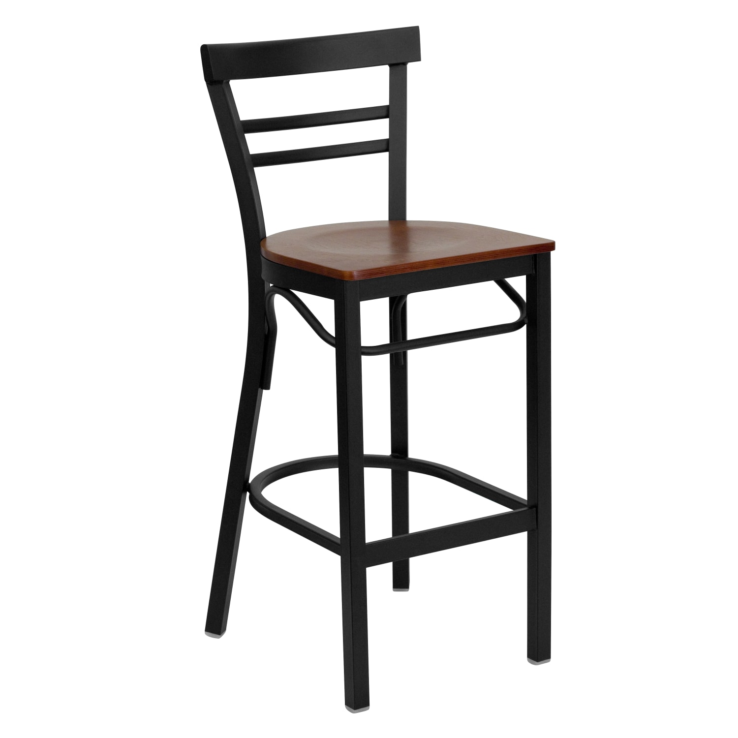 Flash Furniture 2-Slat Ladder Back Restaurant Bar Stool, Cherry/Black - Image 3