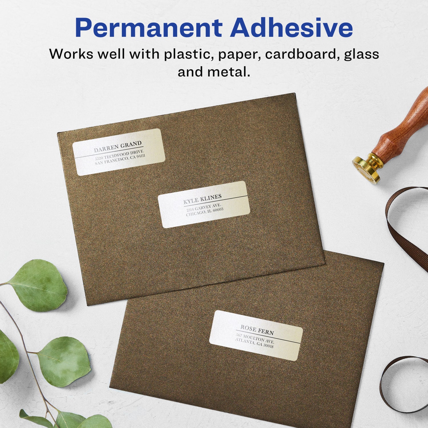 Avery Pearlized Permanent Labels With Sure Feed, 94201-PIP10, Rectangle, 1in x 2-5/8in, Ivory, Pack Of 160 Labels - Image 4