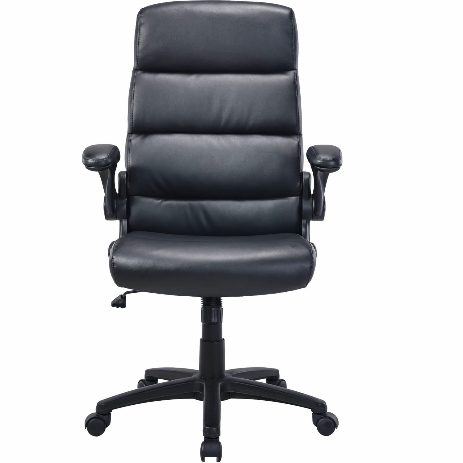 Lorell Colline Faux Leather High-Back Executive Office Chair With Flip Arms, Black - Image 3
