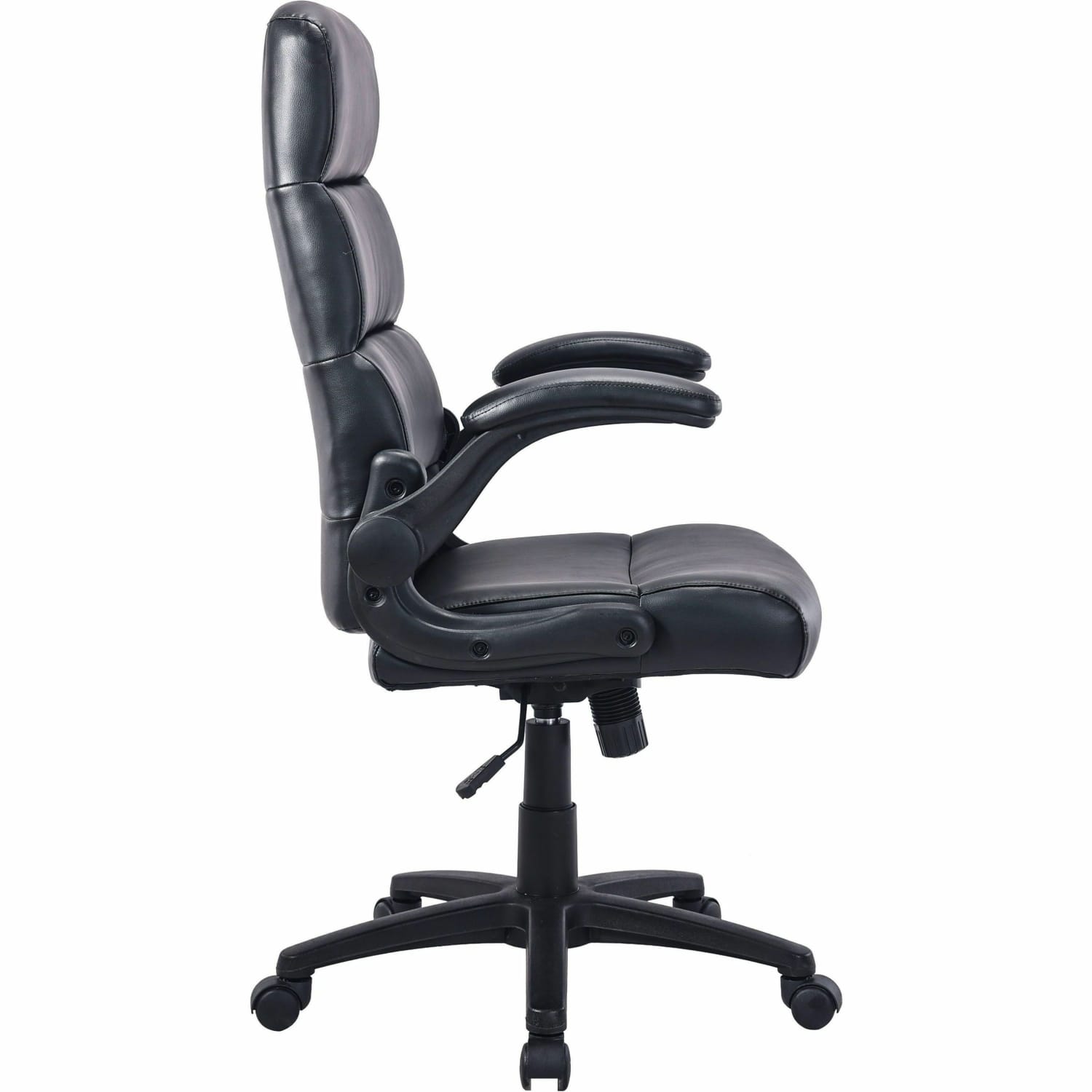 Lorell Colline Faux Leather High-Back Executive Office Chair With Flip Arms, Black - Image 4
