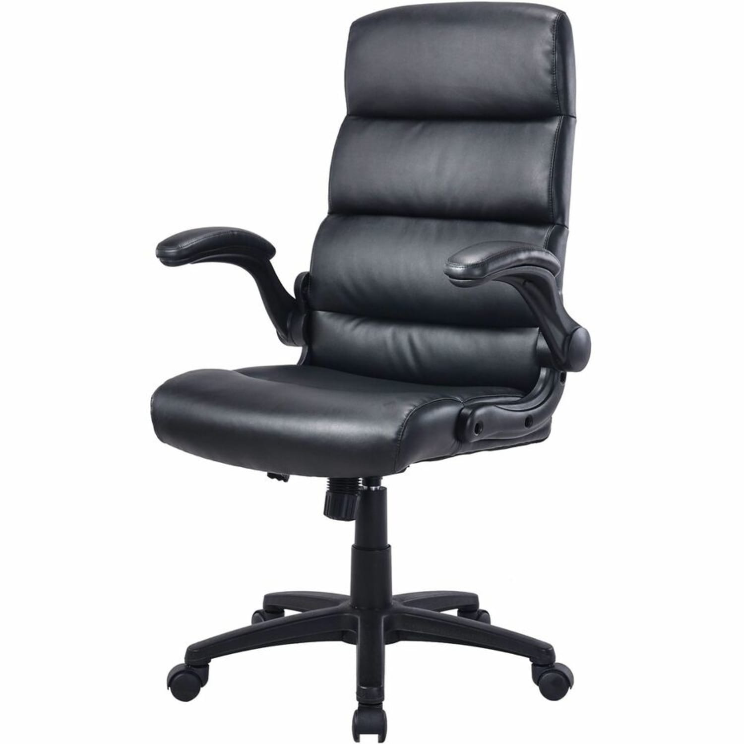 Lorell Colline Faux Leather High-Back Executive Office Chair With Flip Arms, Black - Image 6