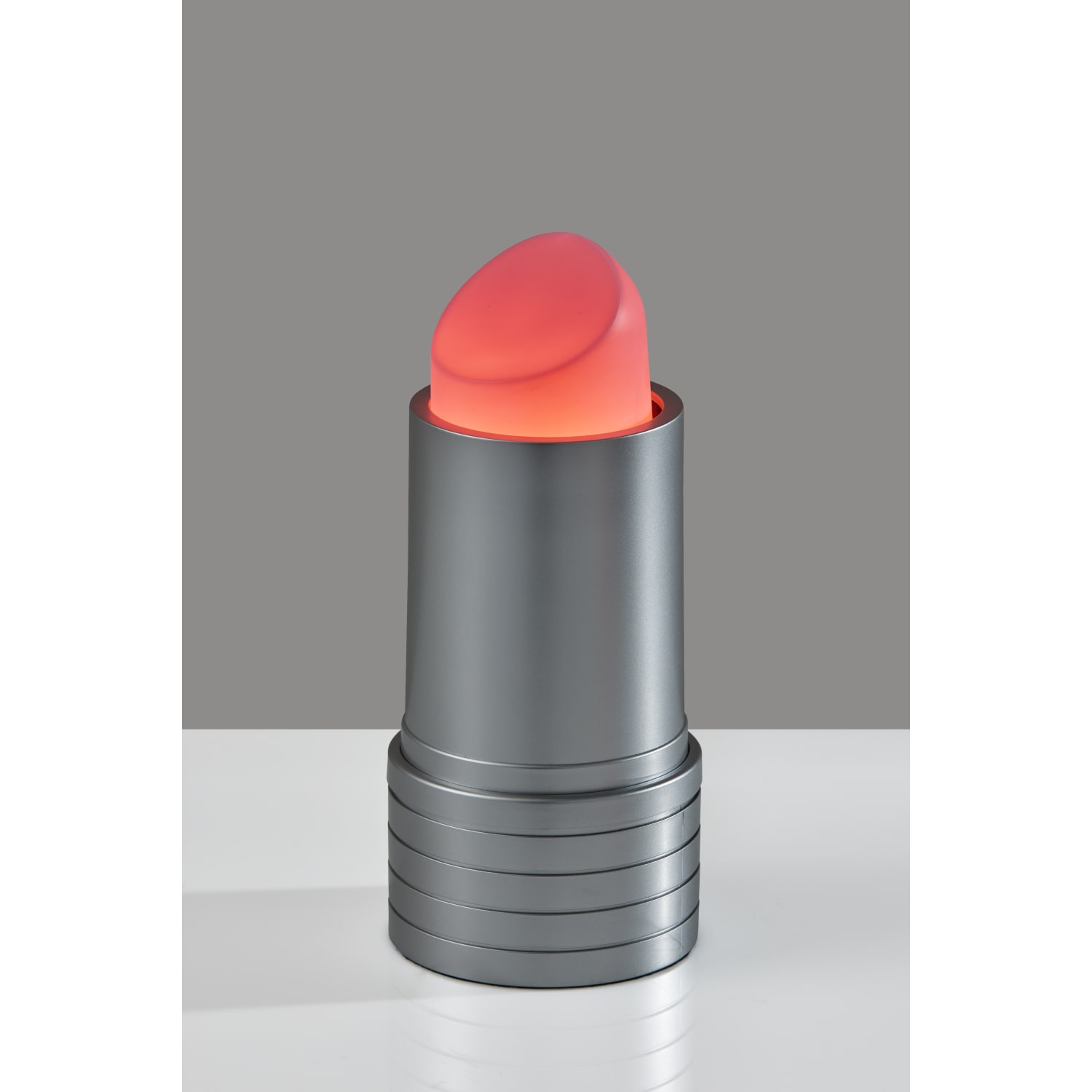 Adesso Simplee LED Lipstick Lamp, Adjustable, 12inH, Pink Shade/Silver Base - Image 3