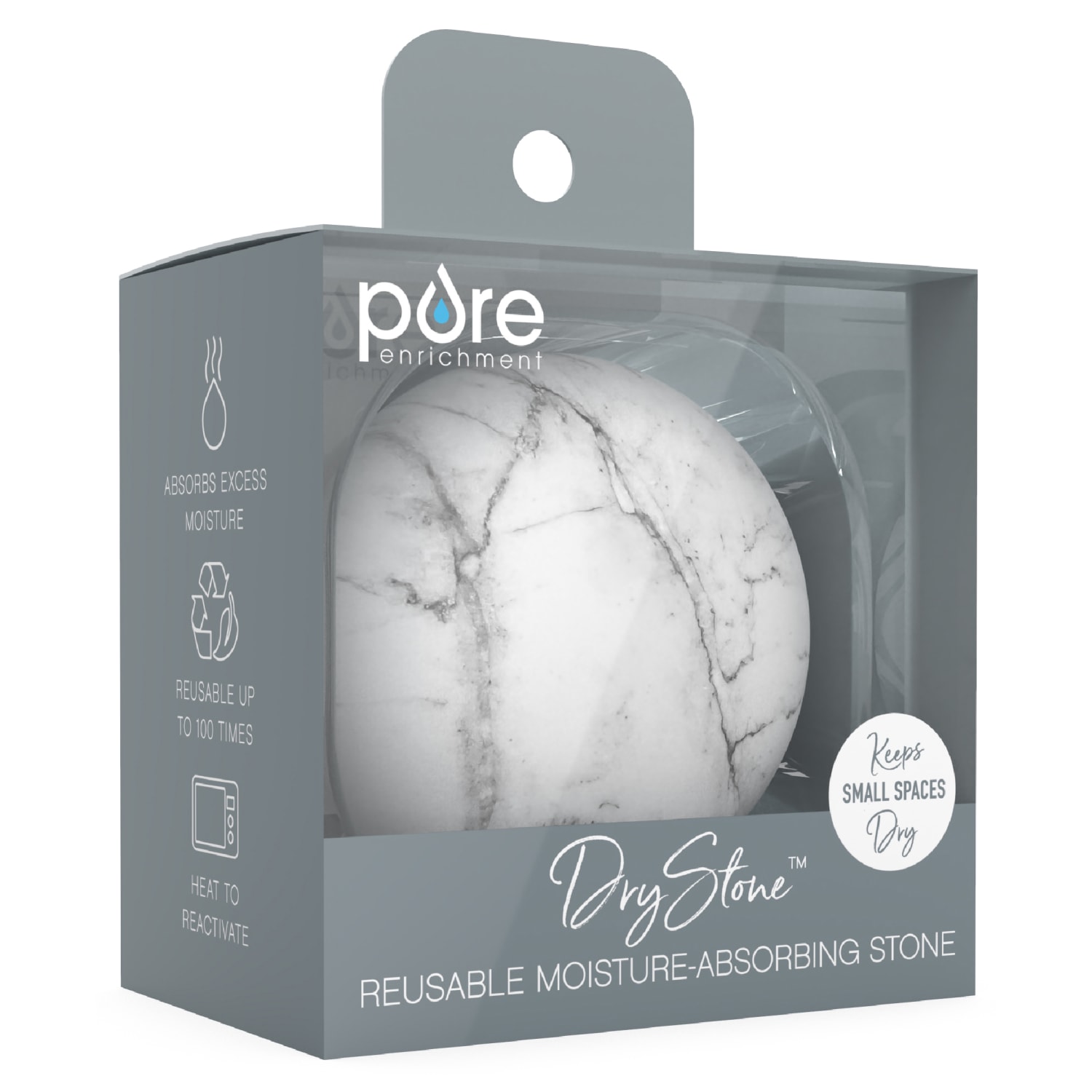 Pure Enrichment DryStone Reusable Moisture-Absorbing Stone, 1-3/4inH x 3inW x 3inD