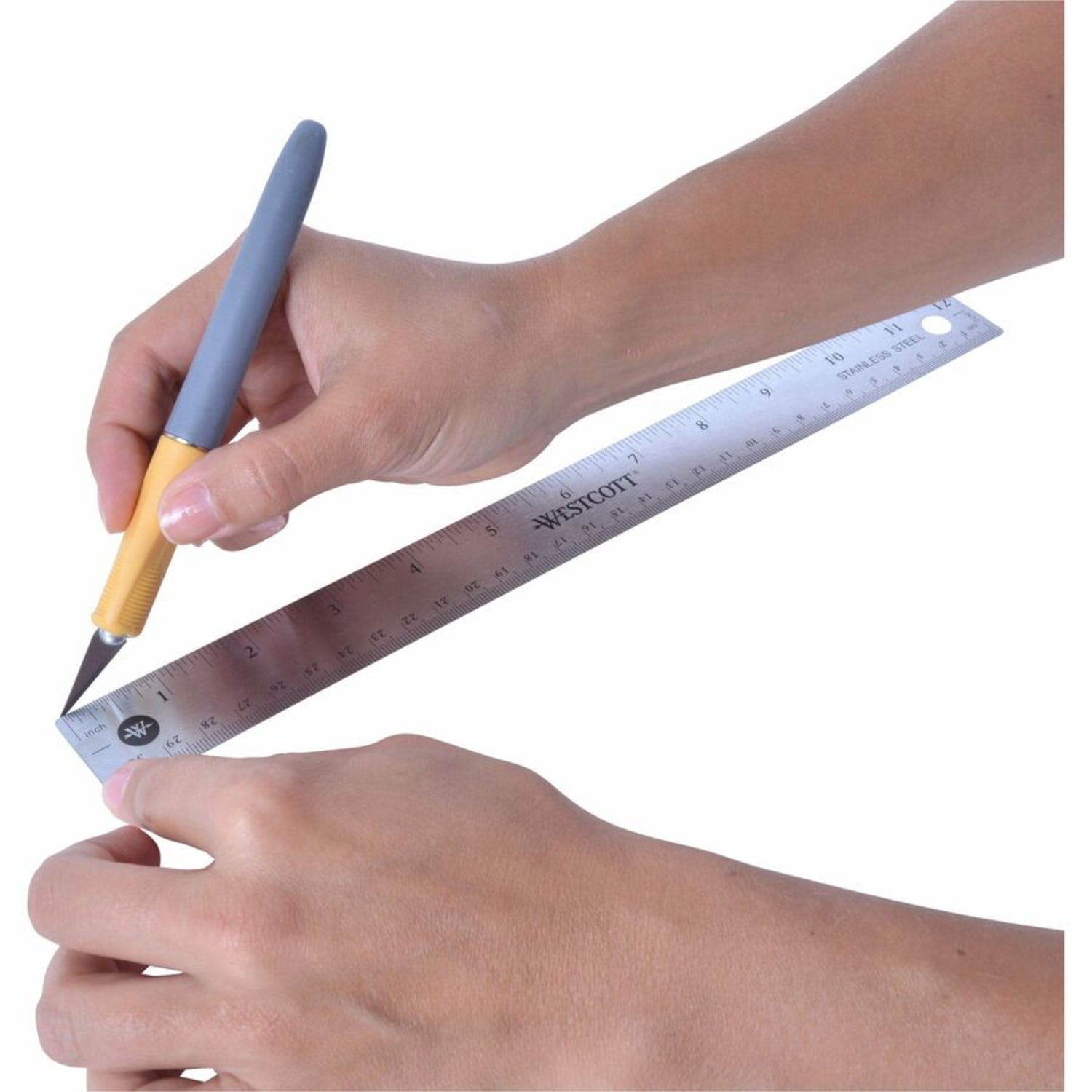 Westcott Stainless Steel Rulers, 12in L x 1in W, Stainless Steel, Pack Of 12 - Image 6