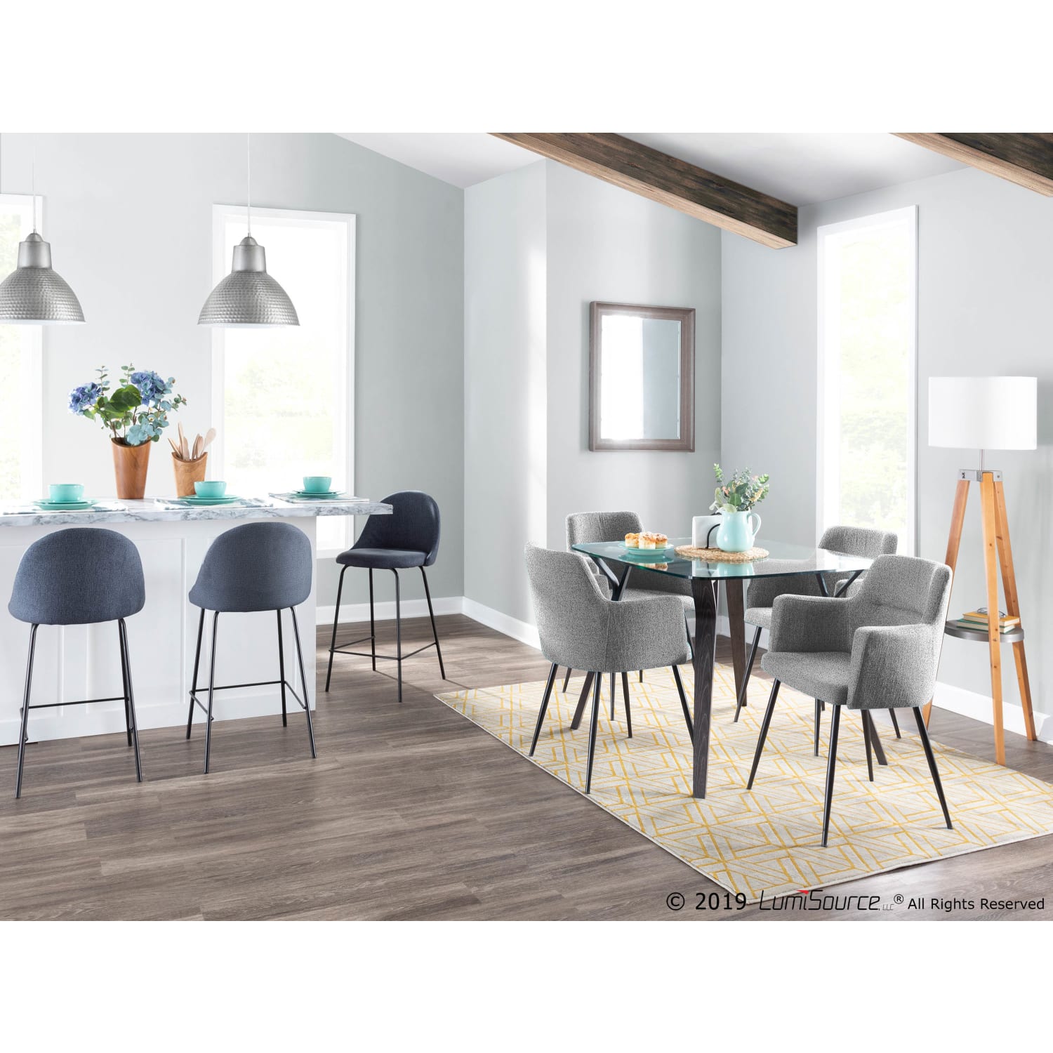 LumiSource Andrew Chairs, Black/Gray, Set Of 2 Chairs - Image 10