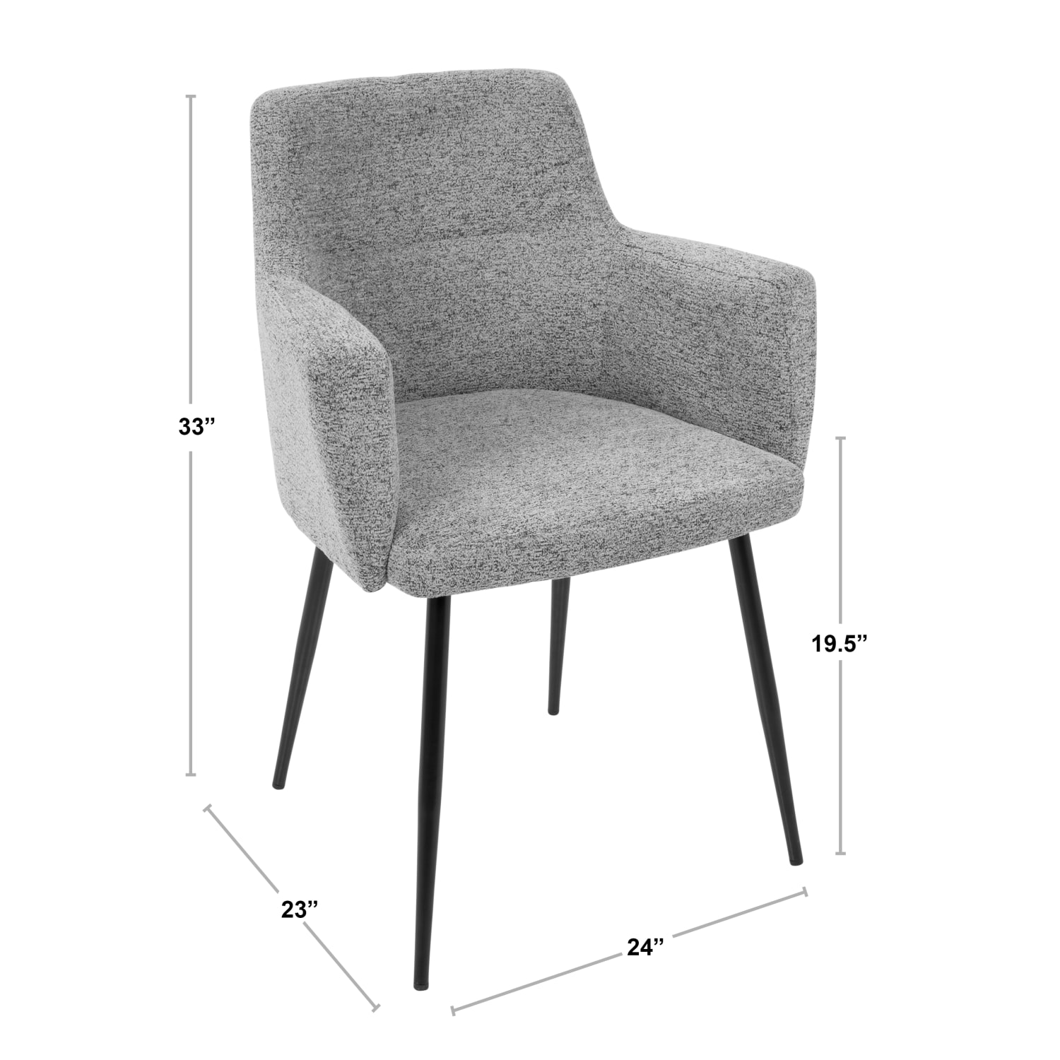 LumiSource Andrew Chairs, Black/Gray, Set Of 2 Chairs - Image 11