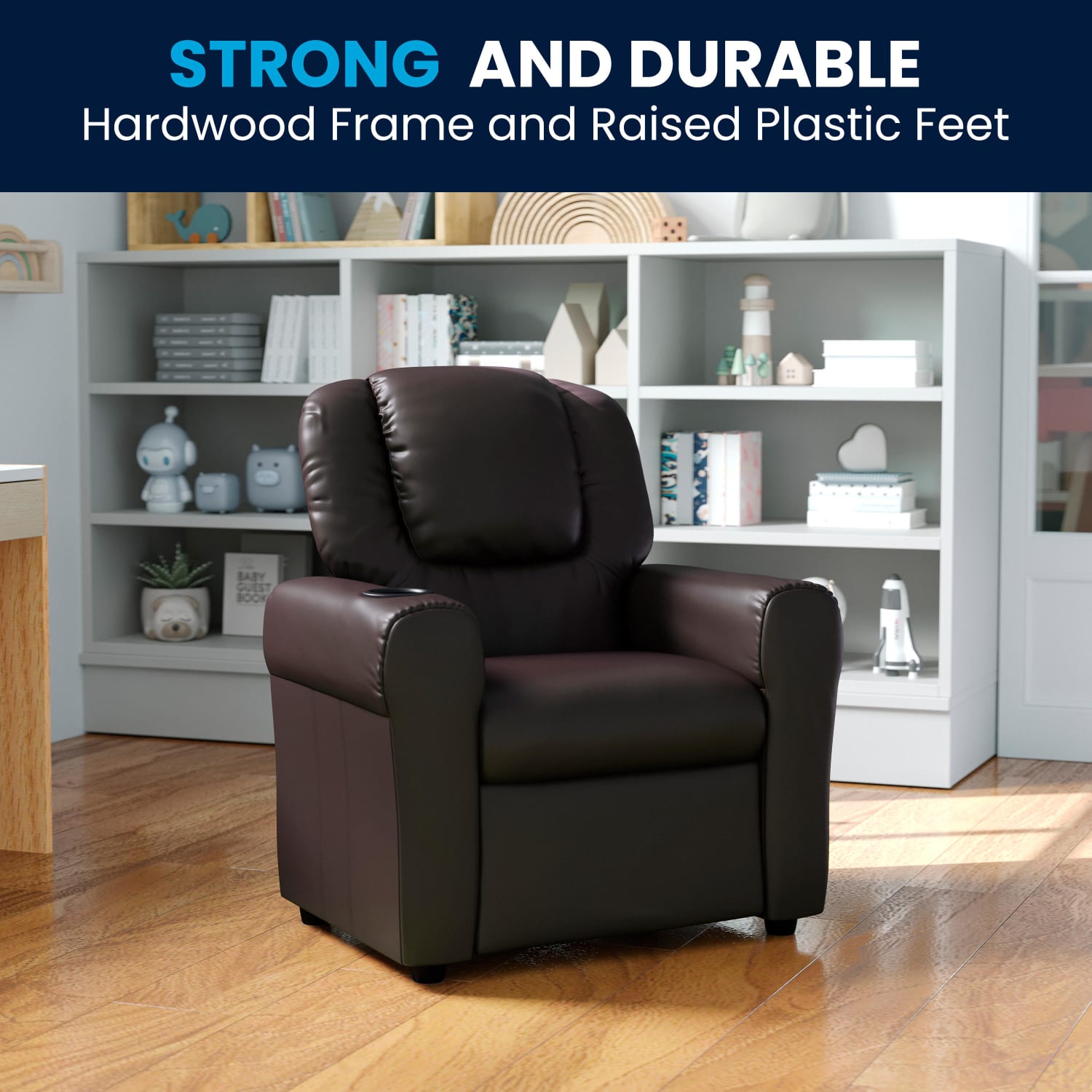 Flash Furniture Contemporary Kids Recliner With Cup Holder And Headrest Brown PopularChairscom