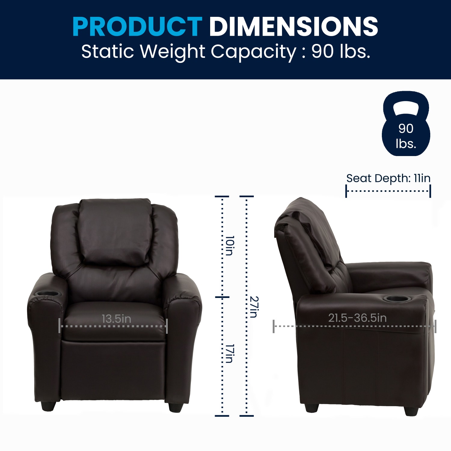 Flash Furniture Contemporary Kids Recliner With Cup Holder And Headrest Brown PopularChairscom