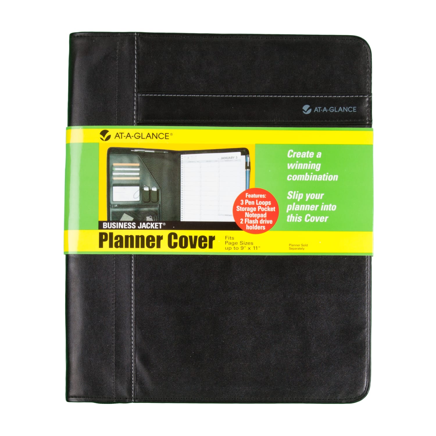 AT-A-GLANCE Business Jacket Professional Planner Cover, 9in x 11in, Black - Image 3
