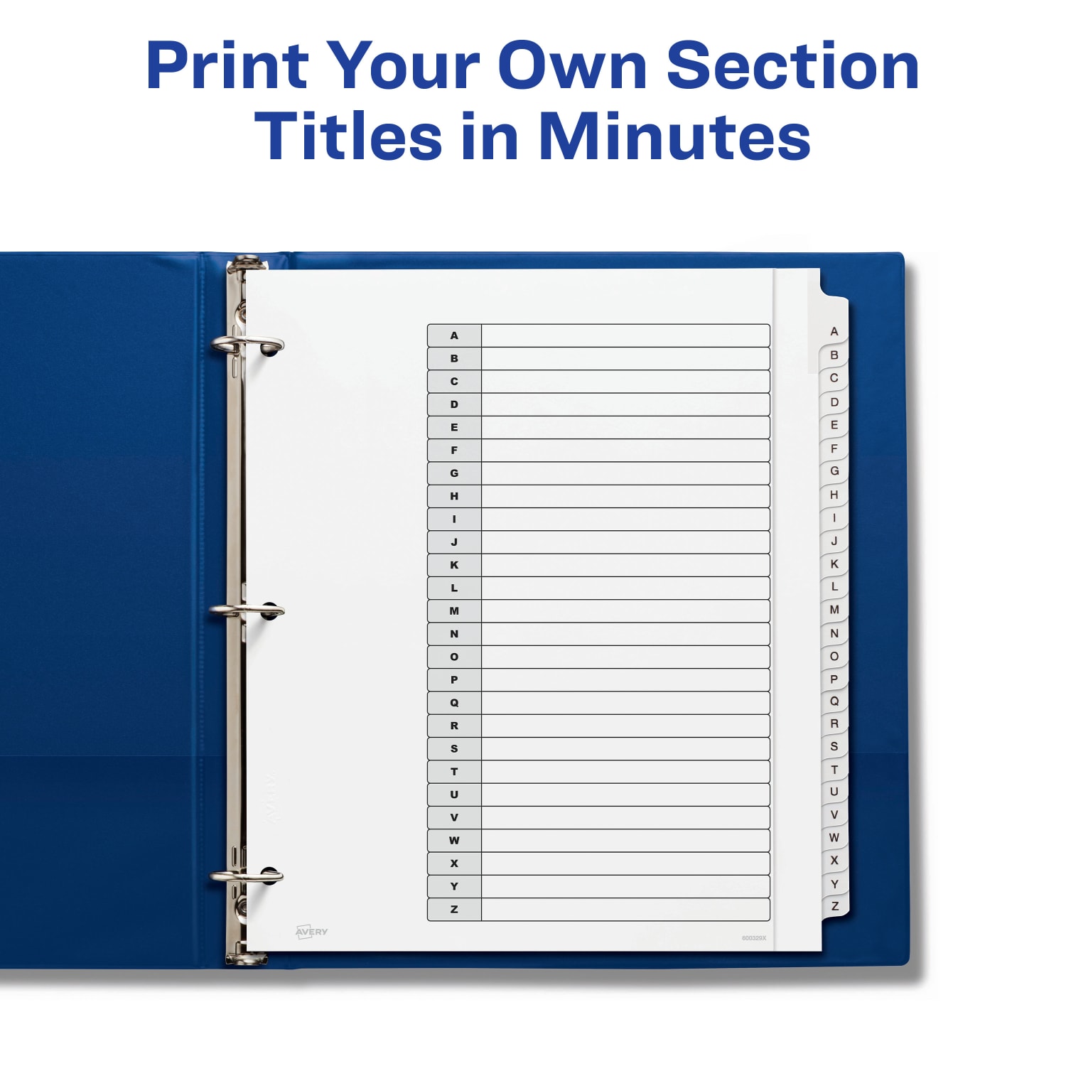 Avery Extra-Wide A-Z Tab With Customizable Table of Contents Dividers For 3 Ring Binders, 9-1/4in x 11in, 26 Tab, White, 1 Set - Image 5