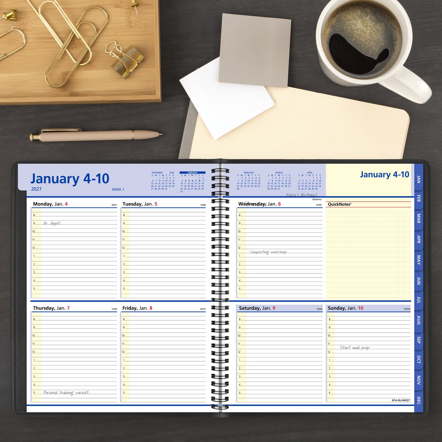 AT-A-GLANCE QuickNotes 2027 Weekly Monthly Appointment Book Planner, Black, Large, 8in x 10in - Image 3