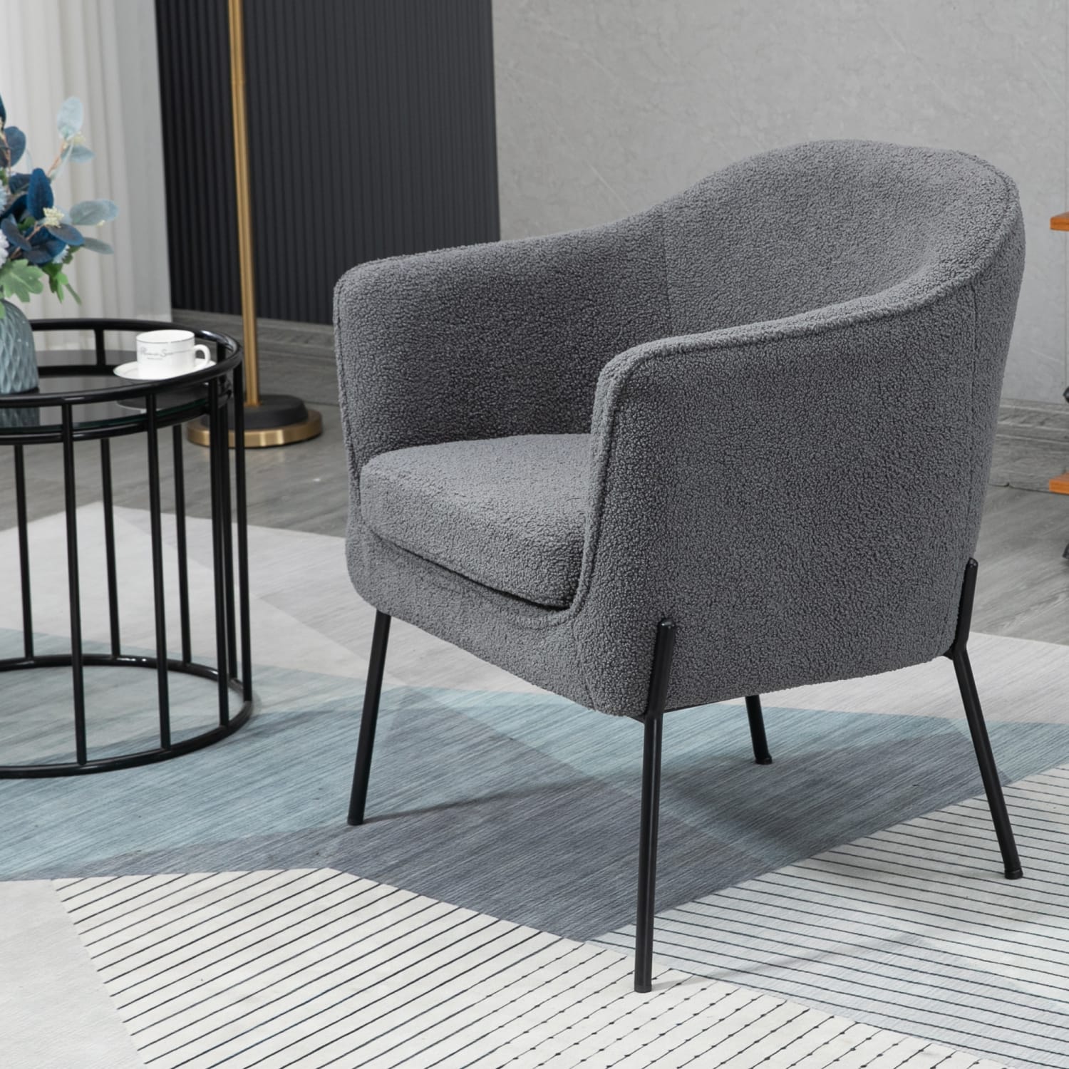 Glamour Home Ayame Boucle Fabric Accent Chair GrayBlack PopularChairscom Glamour Home Ayame Boucle Fabric Accent Chair GrayBlack PopularChairscom