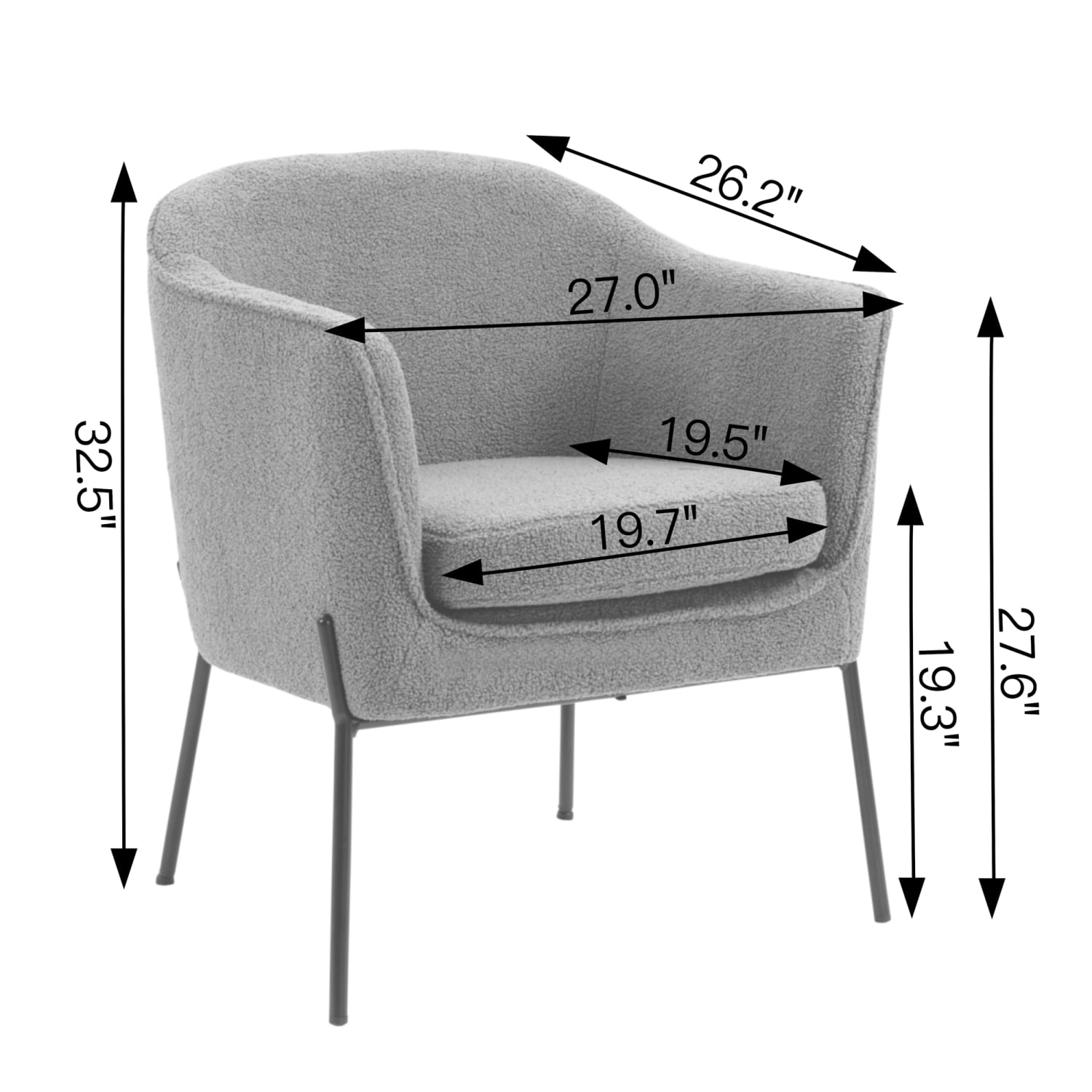Glamour Home Ayame Boucle Fabric Accent Chair GrayBlack PopularChairscom Glamour Home Ayame Boucle Fabric Accent Chair GrayBlack PopularChairscom