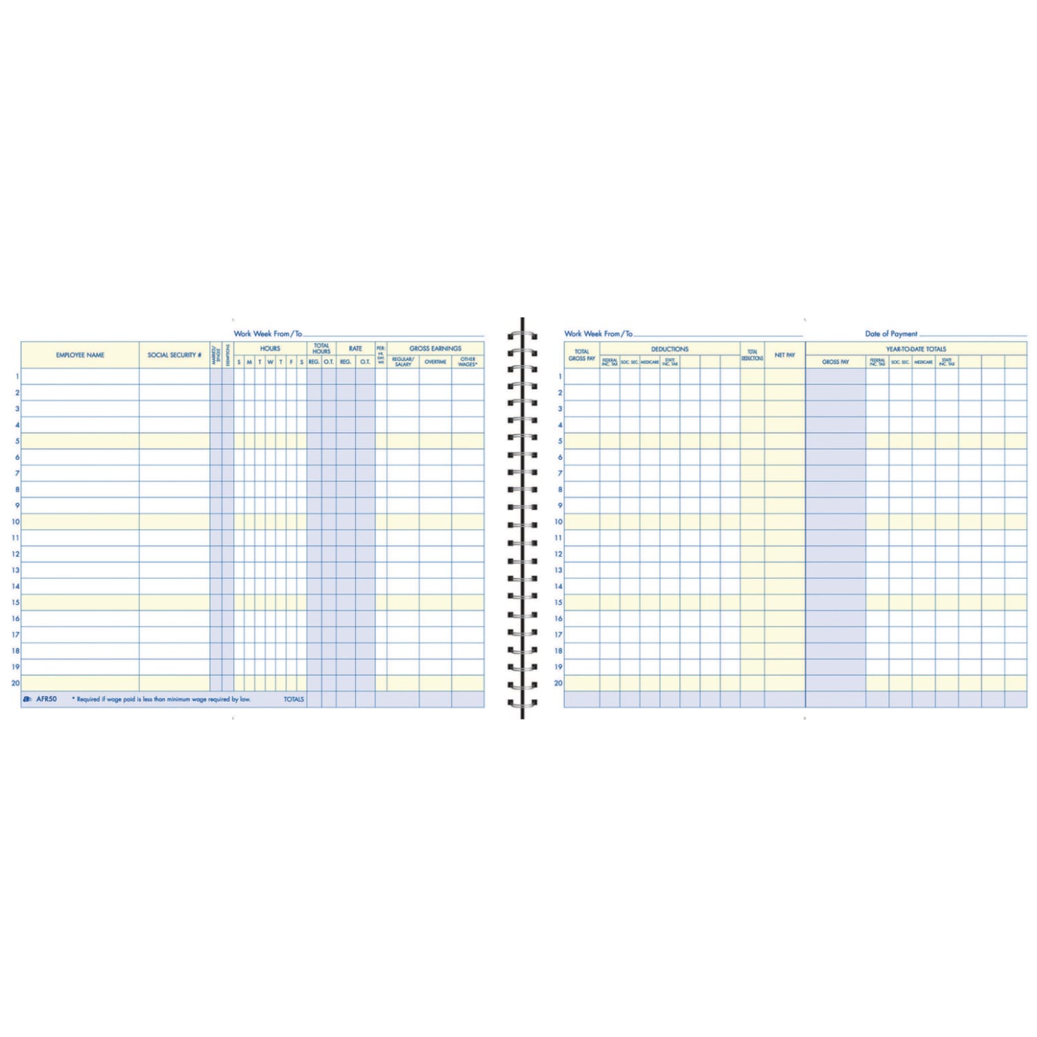 Adams Weekly Payroll Book, 8 1/2in x 11in, Blue - Image 3
